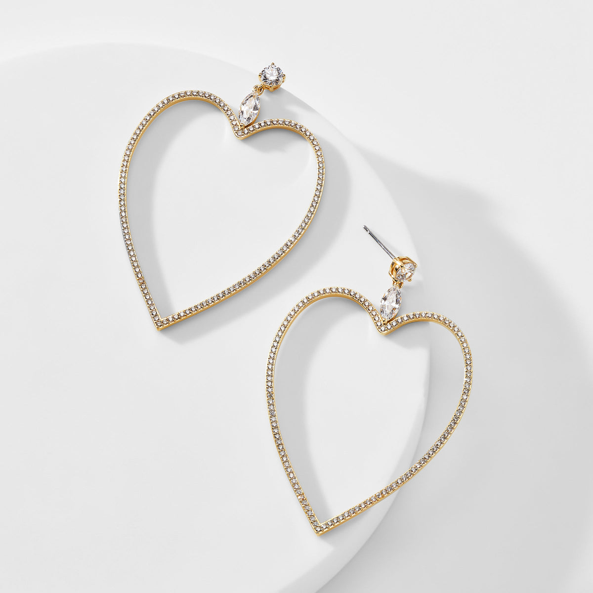 CIRQUE CZ HEART DROP EARRINGS