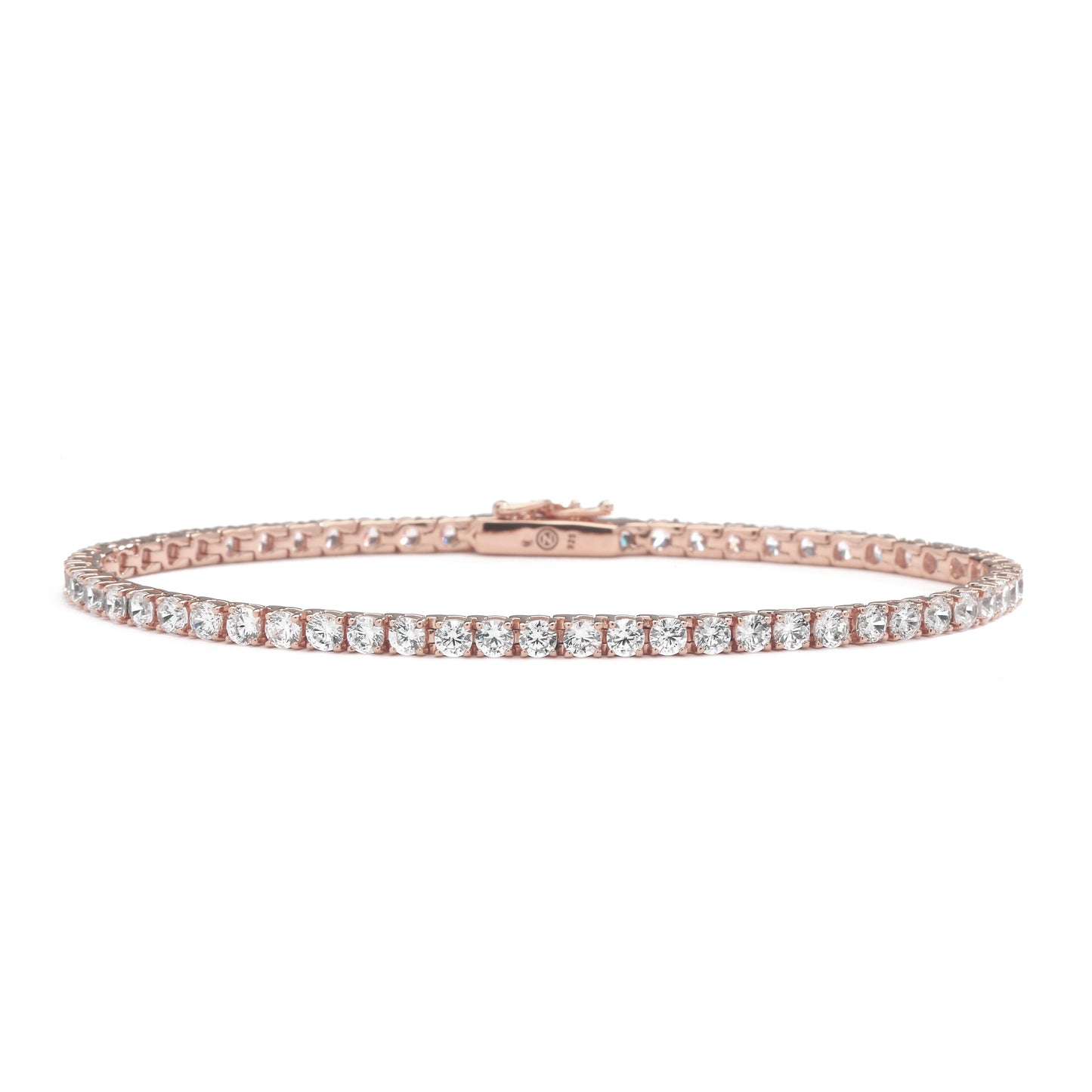 nadri rose gold plated sterling silver cz tennis bracelet 7.75" large