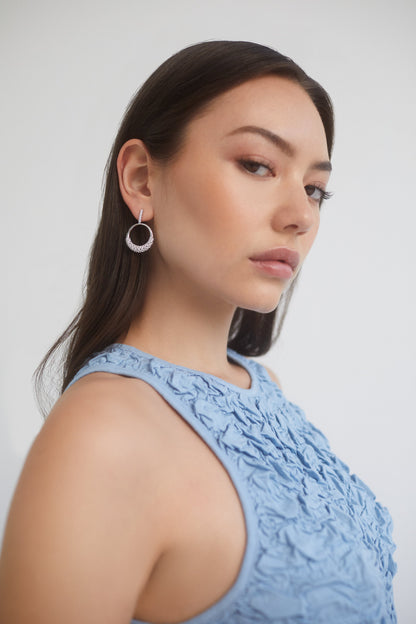 JUNO SMALL FRONTAL CZ HOOP EARRINGS