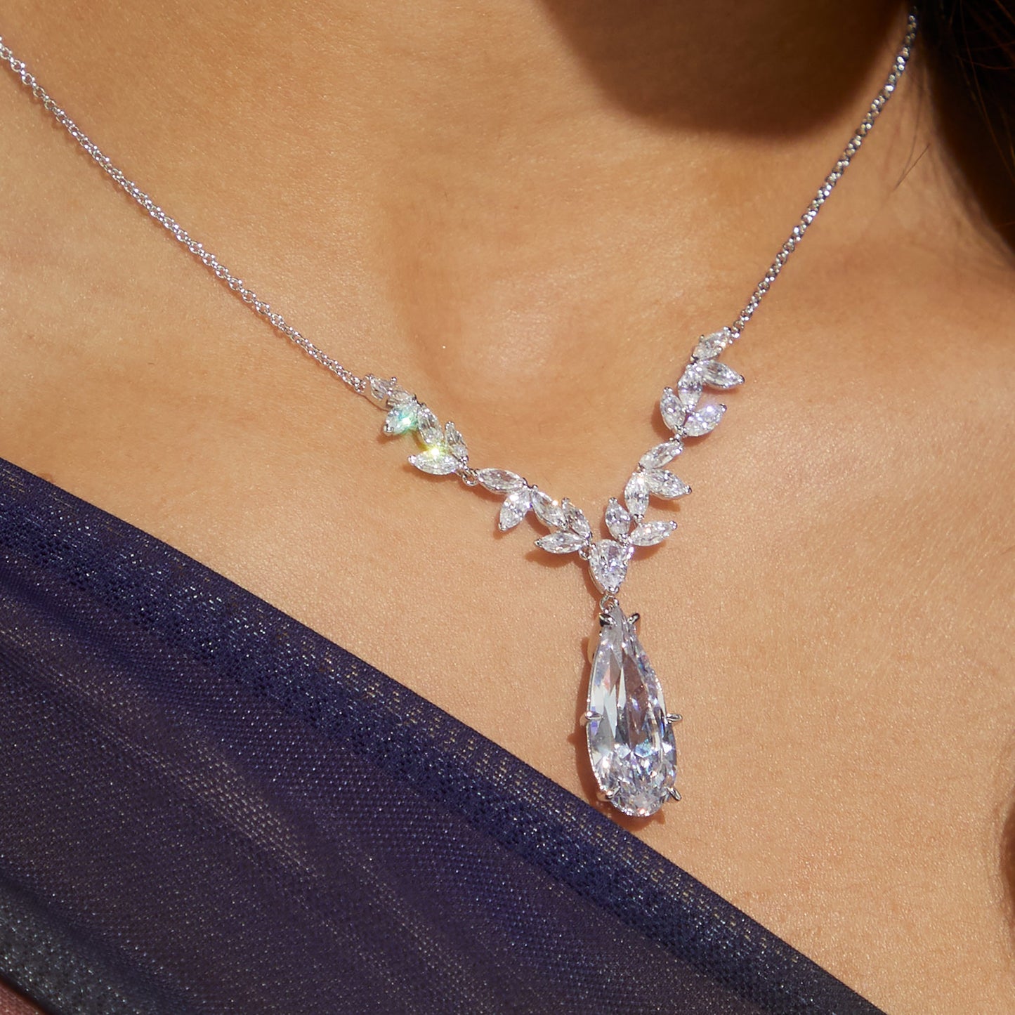 WILDFLOWER DROP FRONTAL CZ NECKLACE