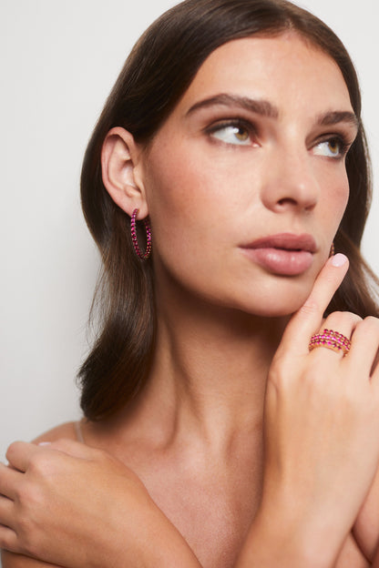 PERFECT TENNIS PINK CZ HOOP EARRINGS