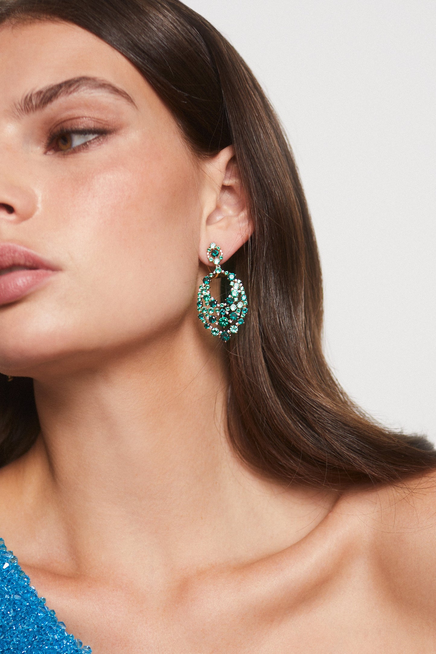 STARLET GREEN CZ MOSAIC DROP EARRINGS