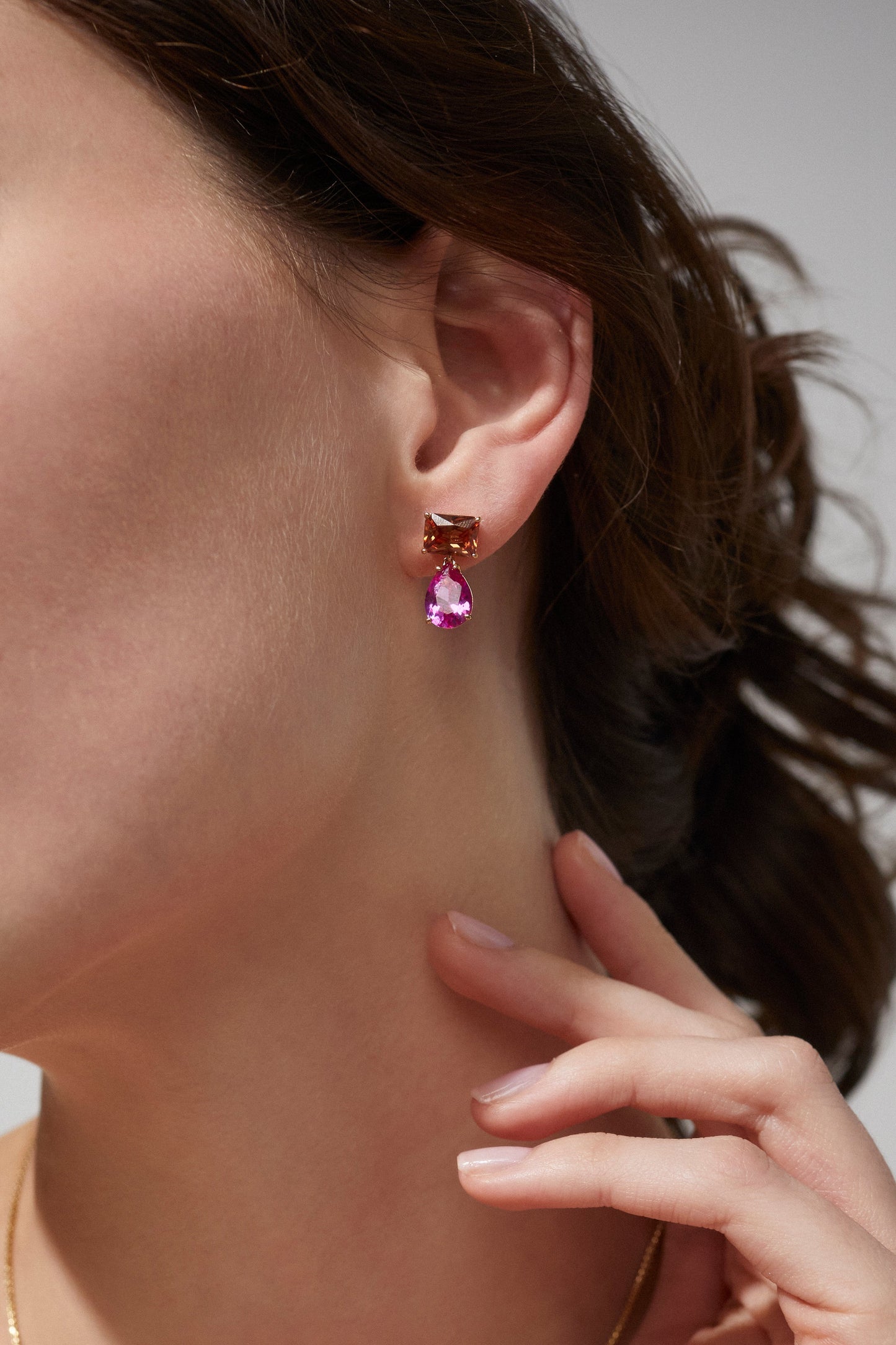 WATERCOLORS PINK PEAR DROP EARRINGS