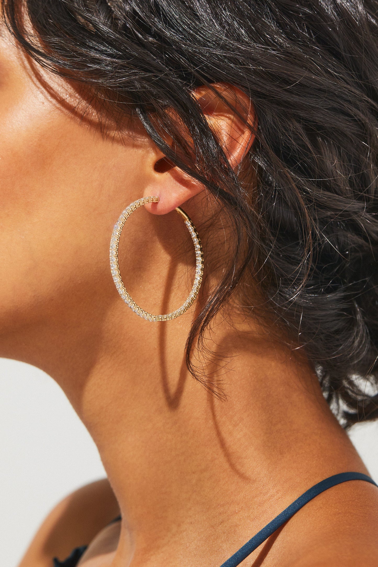 PERFECT HOOPS 2.5MM CZ X 50MM HOOP EARRINGS