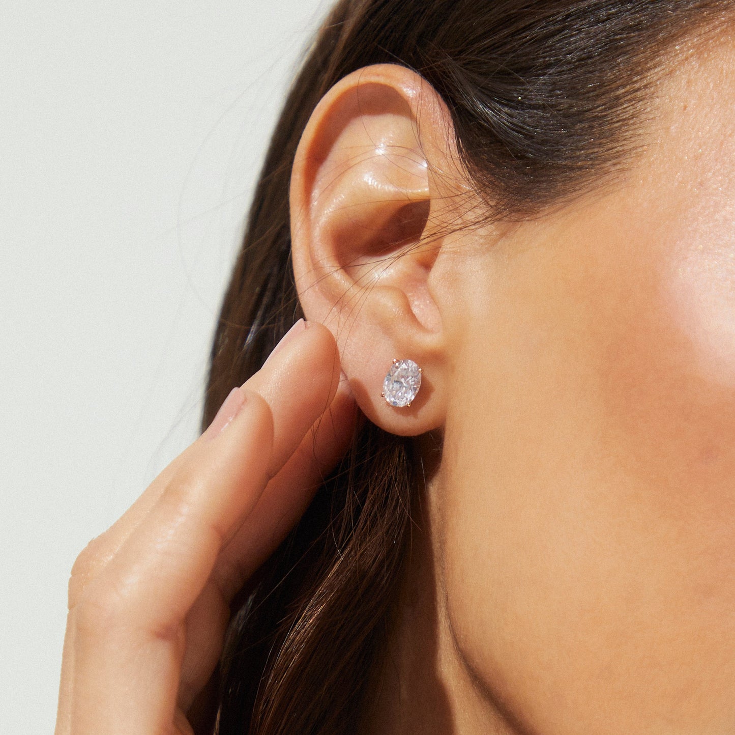 MODERN LOVE LARGE OVAL CZ STUD EARRINGS