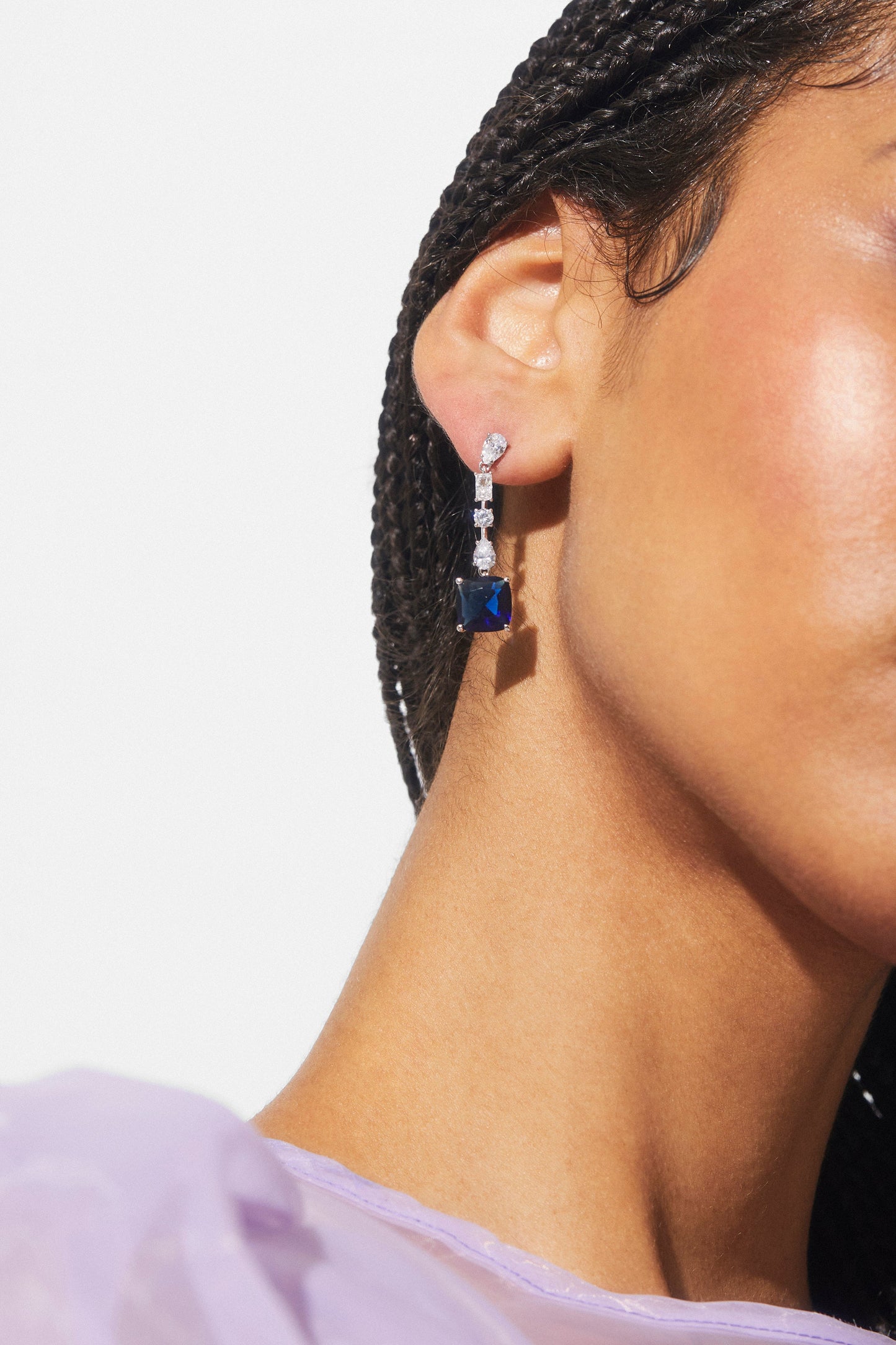 ROCKSTARS BLUE CUSHION DROP EARRINGS