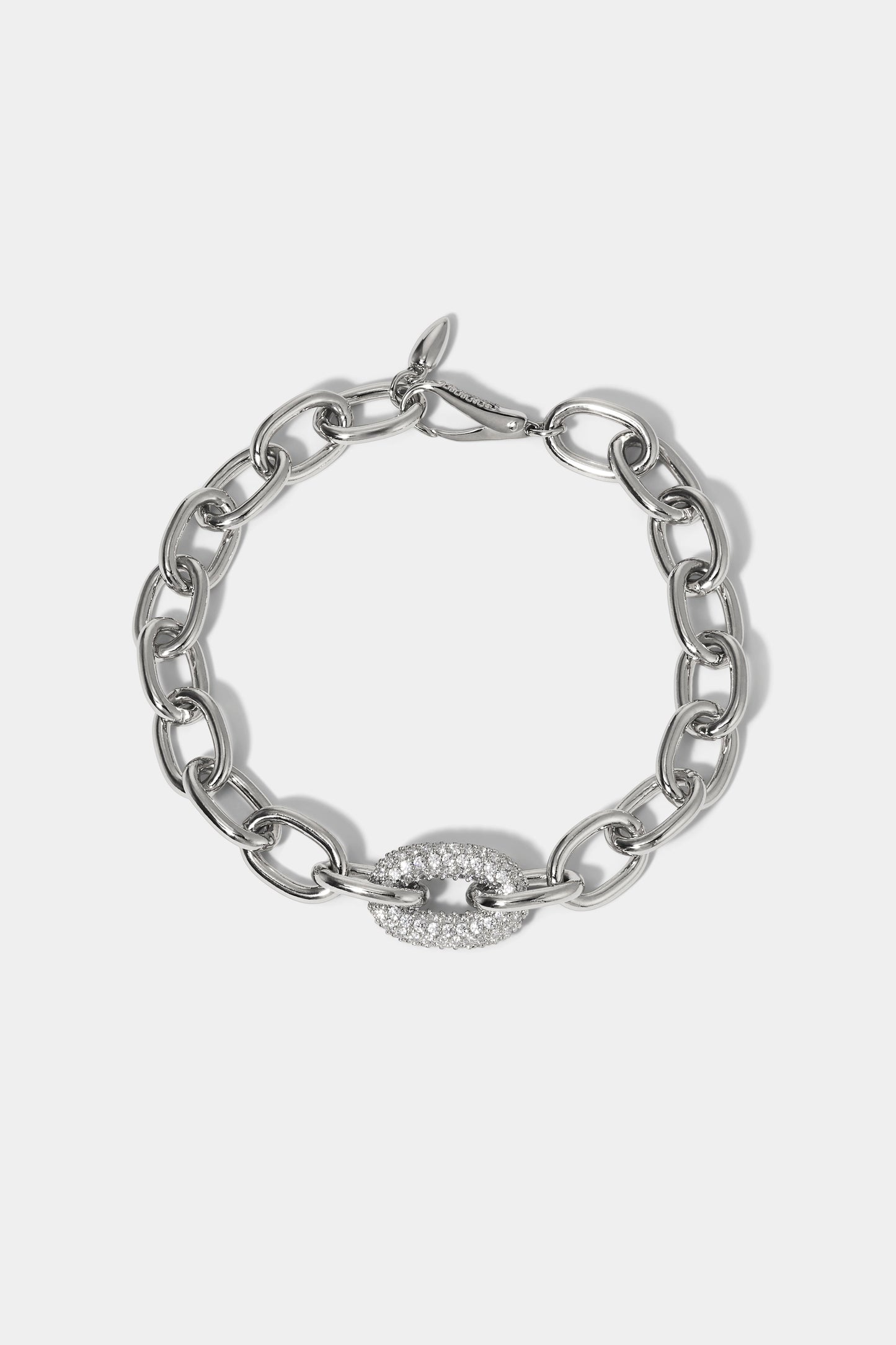 ALMA SINGLE PAVE LINK BRACELET IN RHODIUM PLATING
