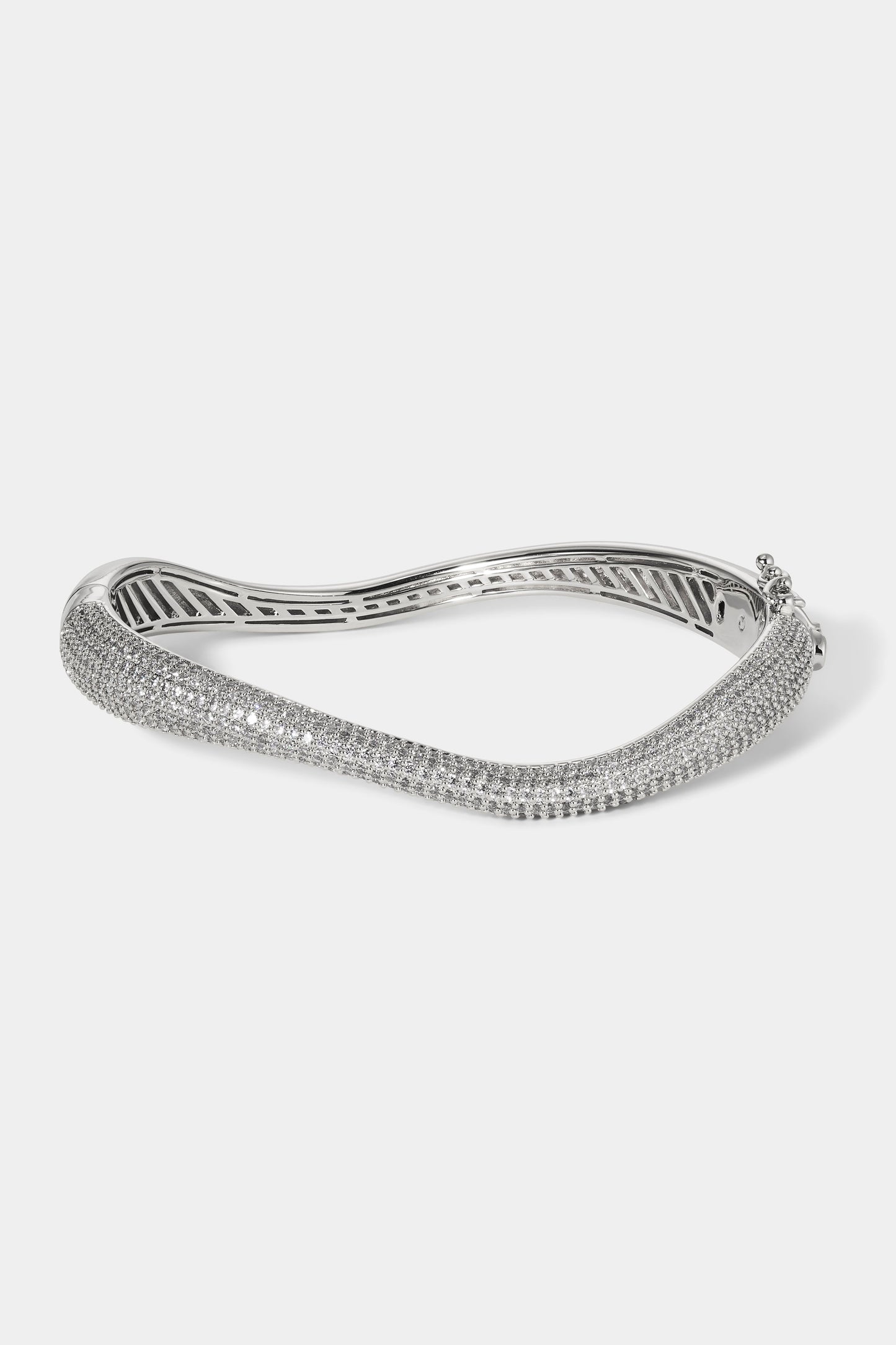 ALMA PAVE ORGANIC HINGE BRACELET IN RHODIUM PLATING