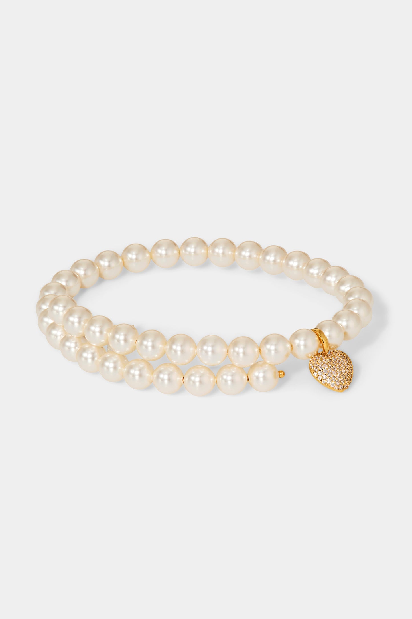 POPPY 6MM HEART PAVE CZ DOUBLE WRAP BRACELET IN GOLD PLATING