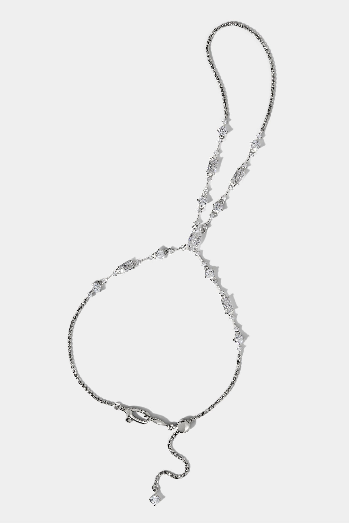EVERLEIGH HAND CHAIN BRACELET IN RHODIUM