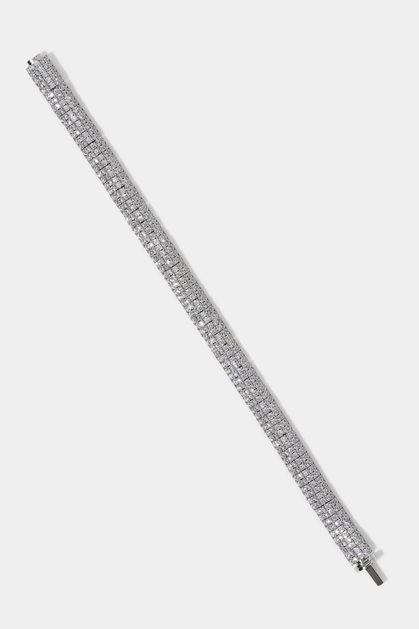 CRUSHED PAVE DOME BRACELET IN RHODIUM PLATING