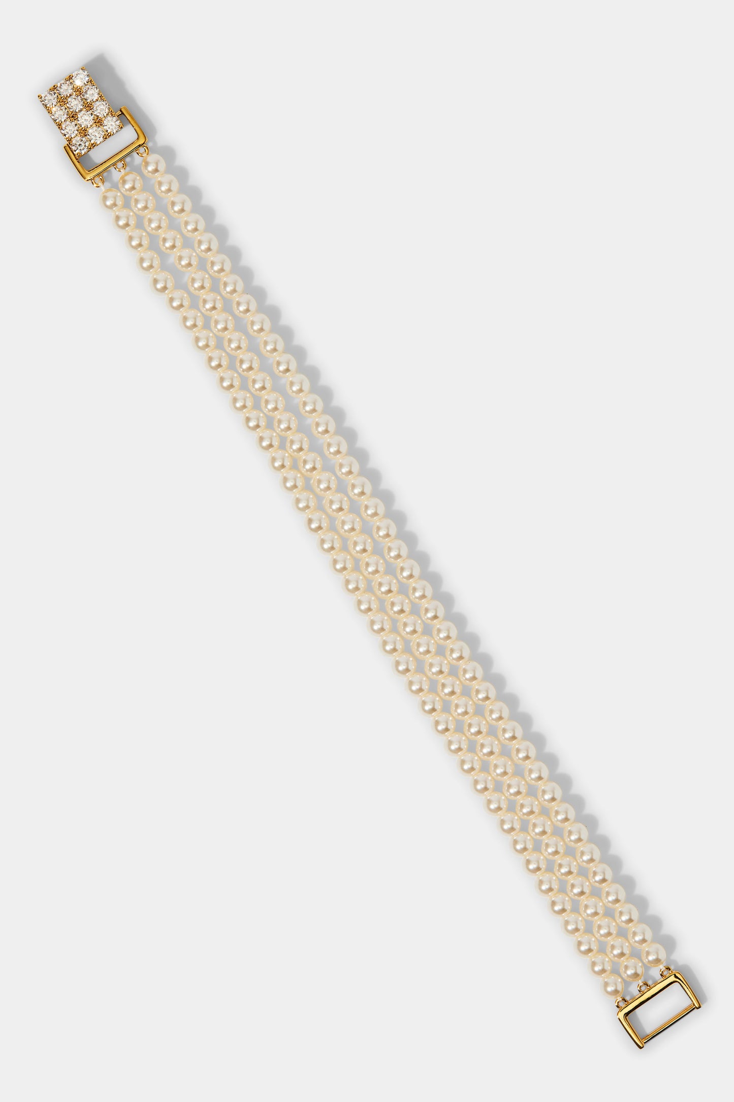 MADRID 4MM PEARL 3 ROW BRACELET IN GOLD PLATING
