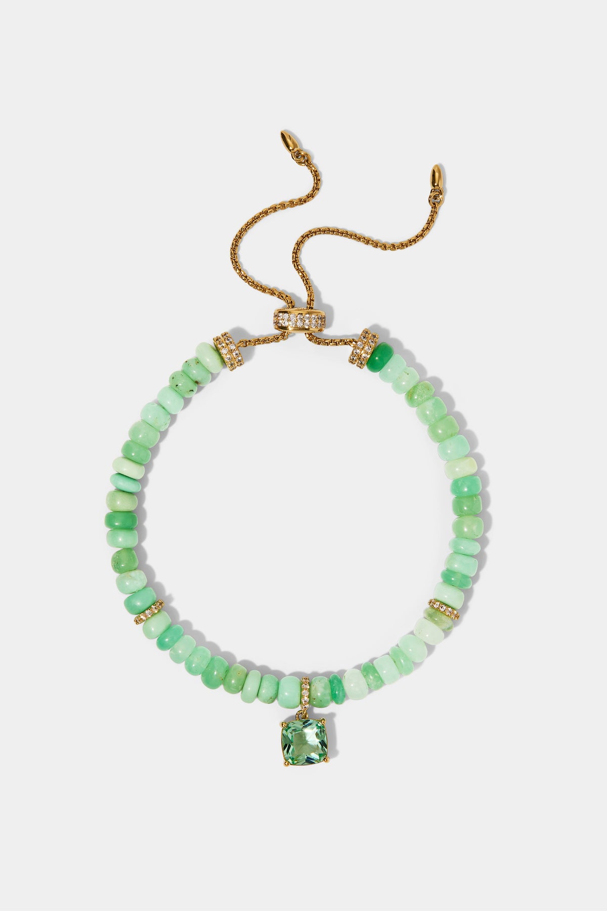 BEADS OF PARADISE GREEN CUSHION BOLO BRACELET