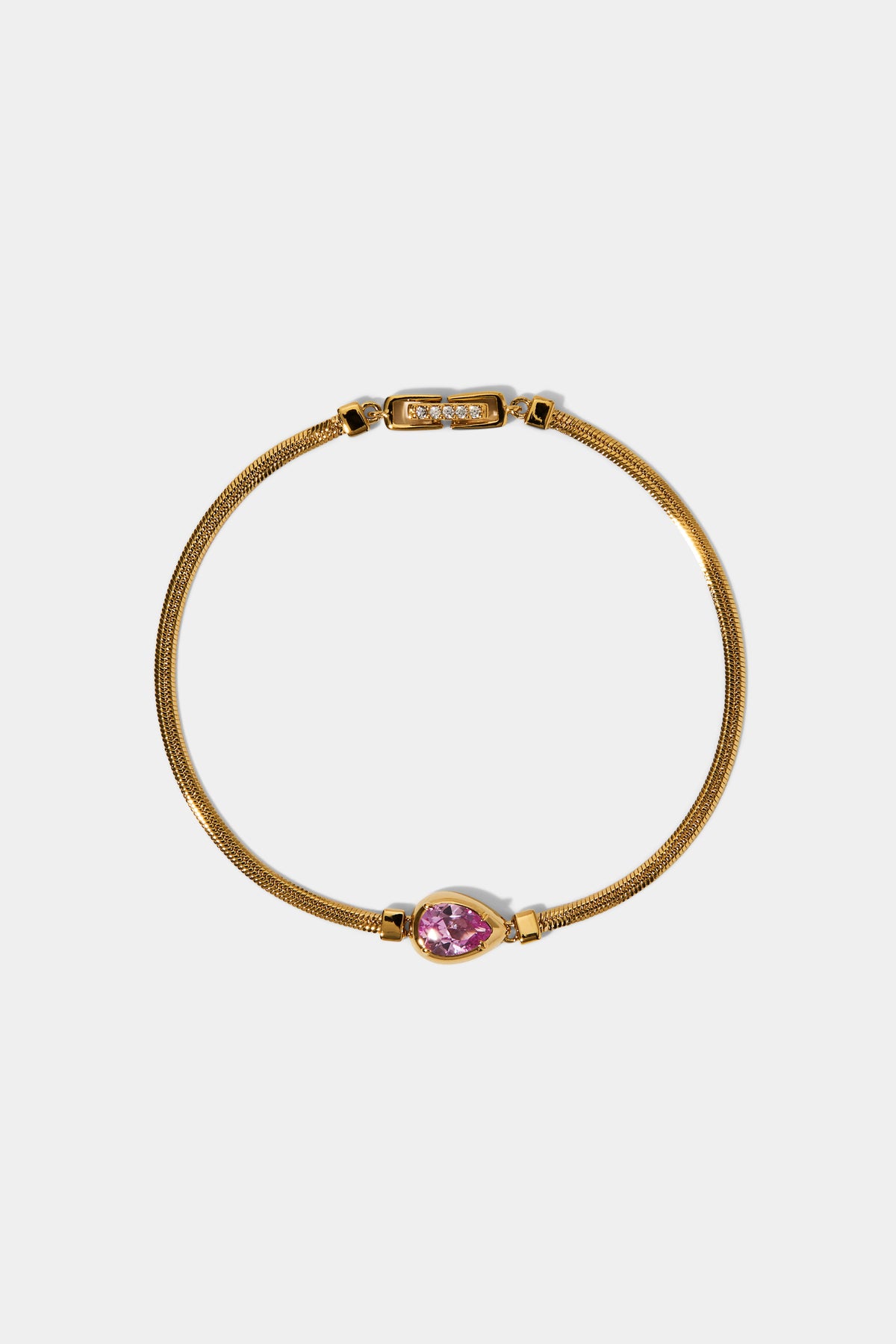 DELANCEY PINK PEAR LINE BRACELET IN GOLD PLATING