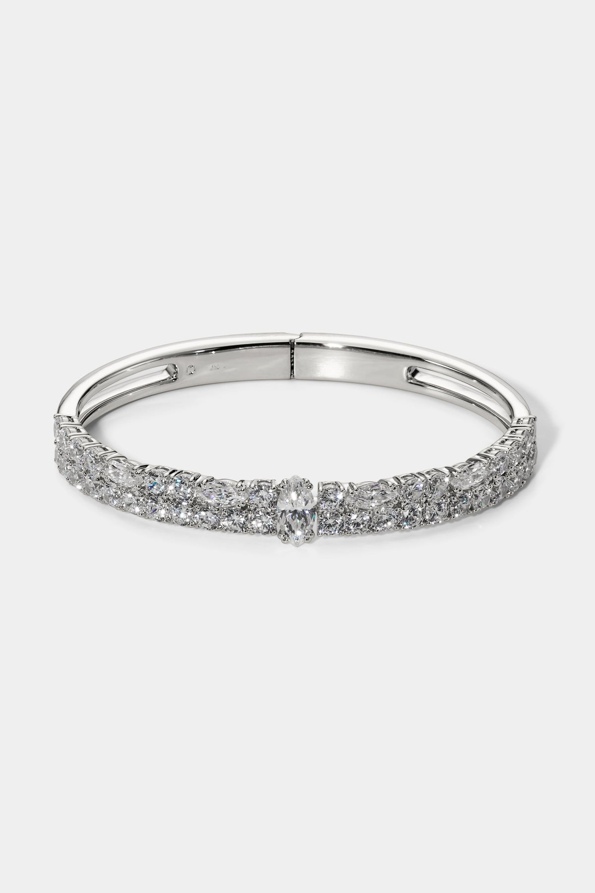 TWINNIE DOUBLE ROW HINGE BRACELET IN RHODIUM PLATING