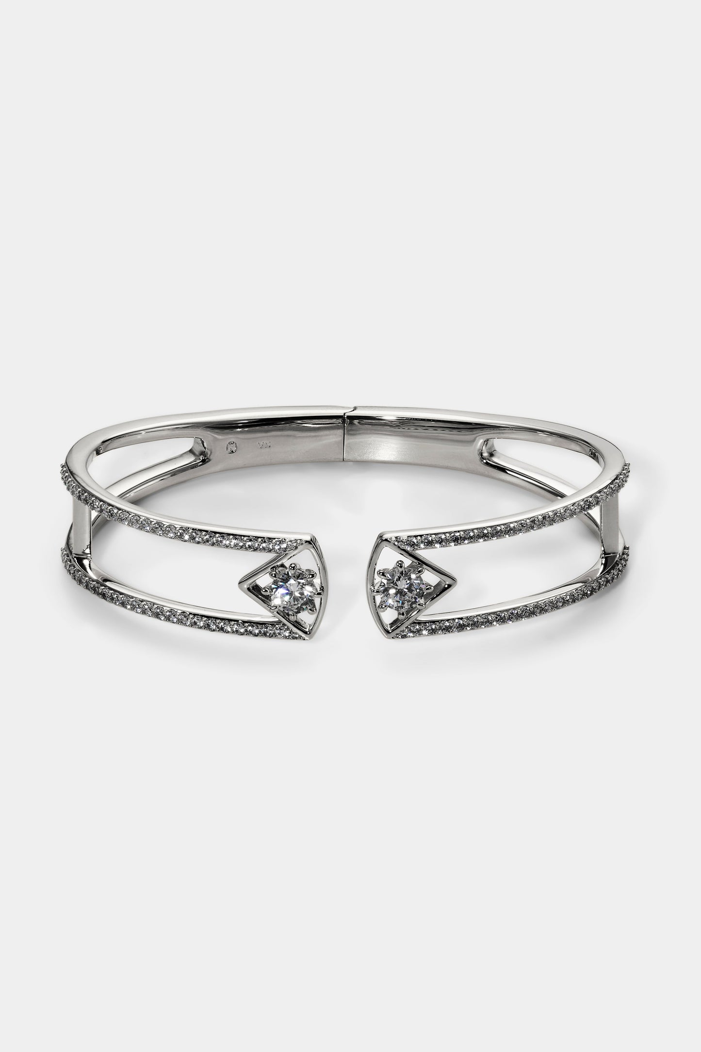 CELINE WIDE HINGE BRACELET IN RHODIUM PLATING