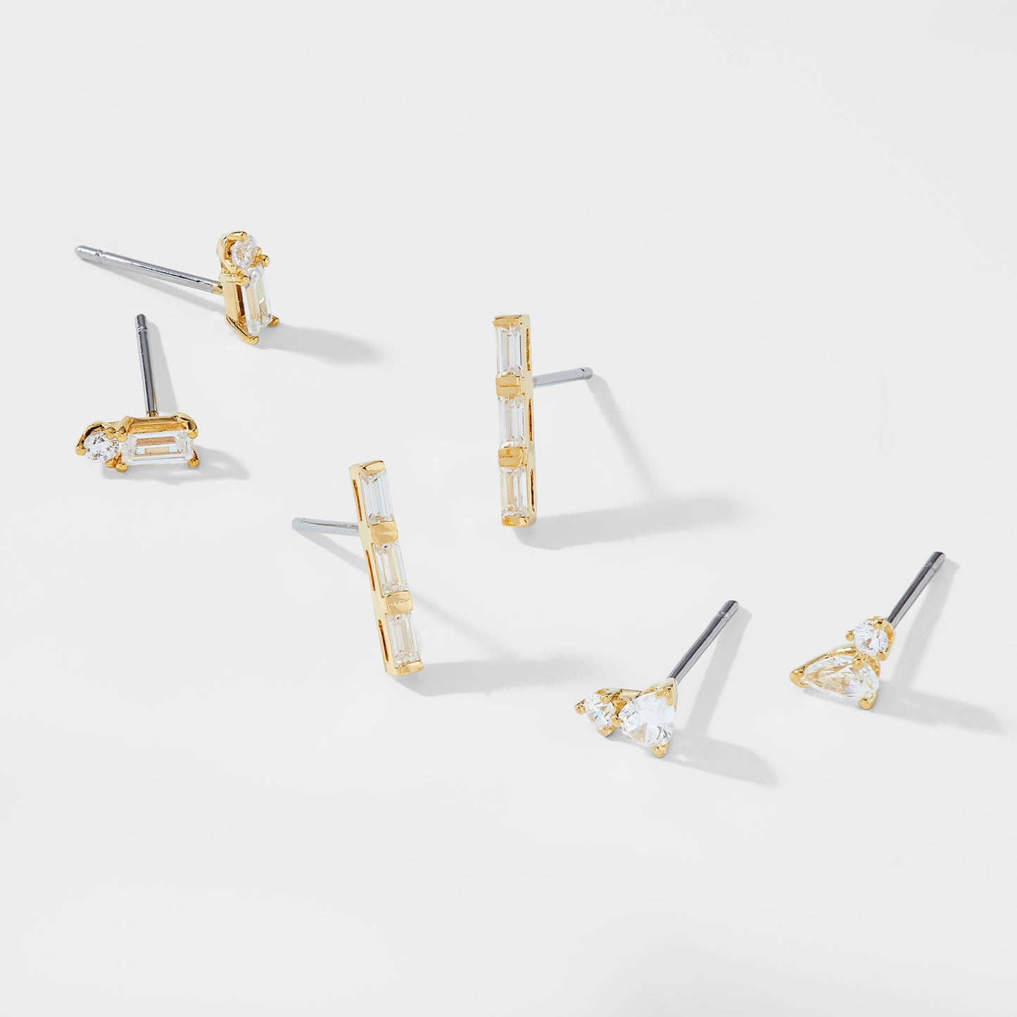 ITTY BITTY CZ TRIPLE SET OF EARRINGS