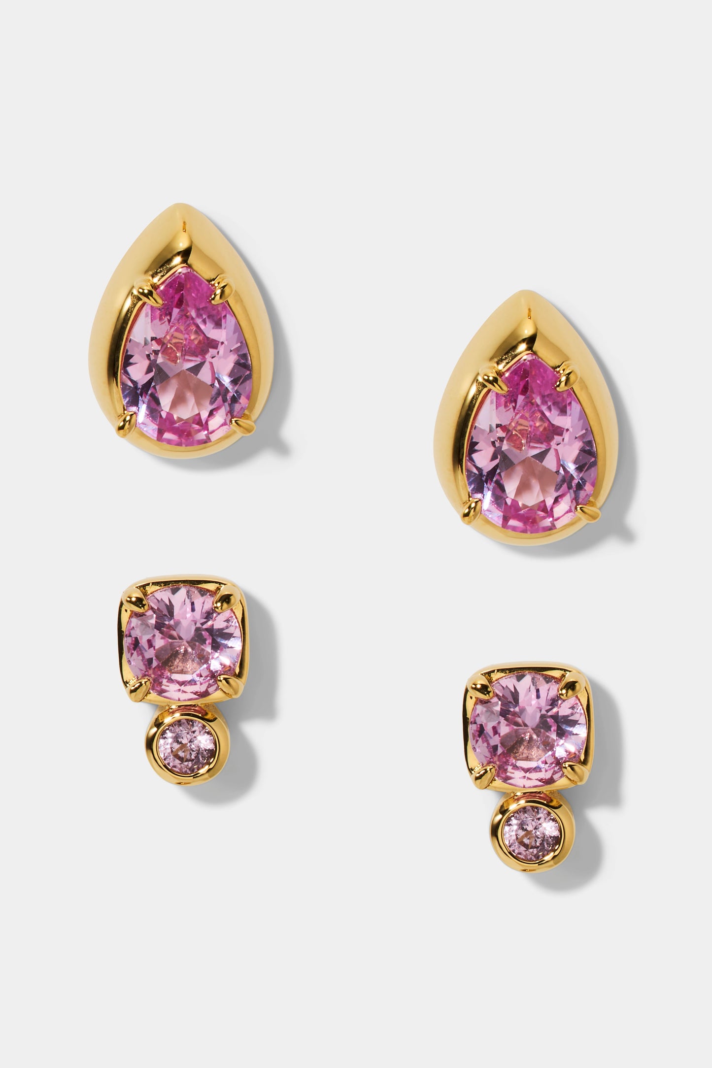 DELANCEY PINK STUD SET OF EARRINGS IN GOLD PLATING