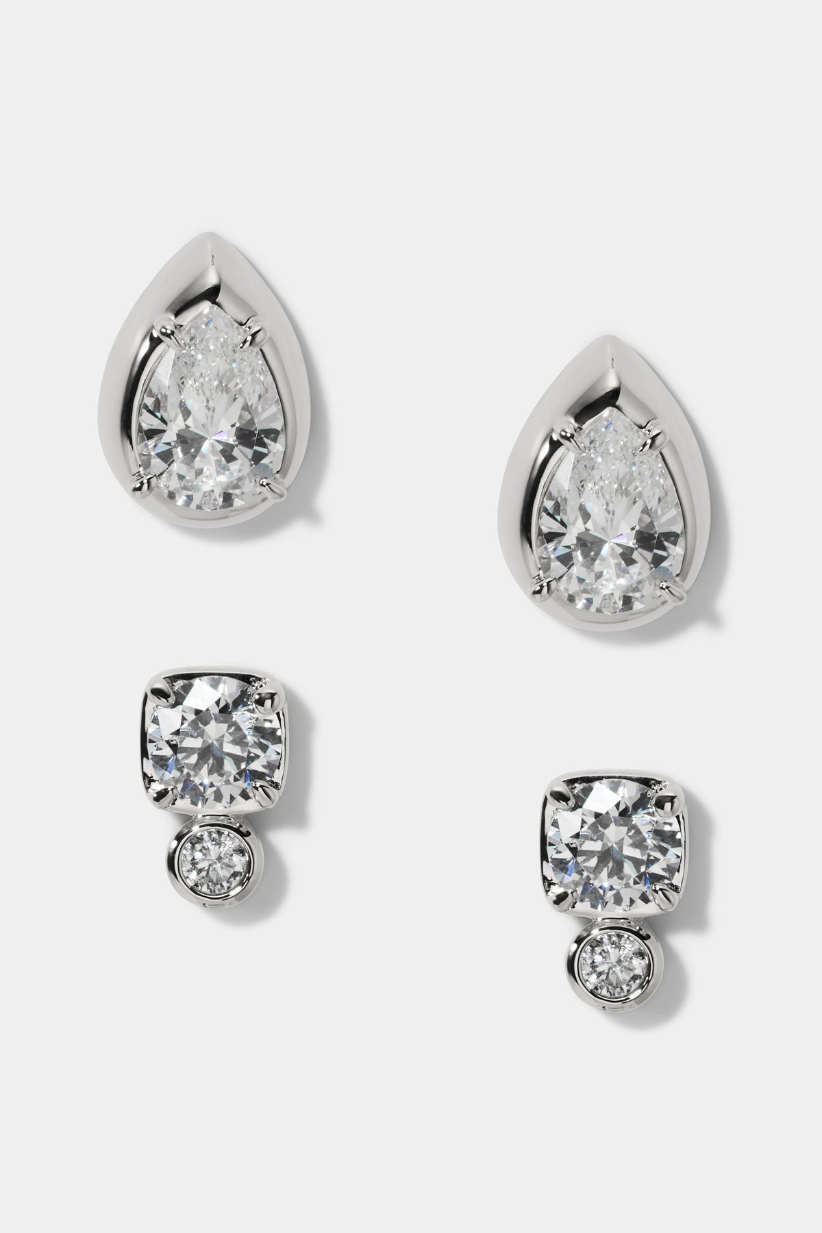 DELANCEY STUD SET OF EARRINGS IN RHODIUM PLATING