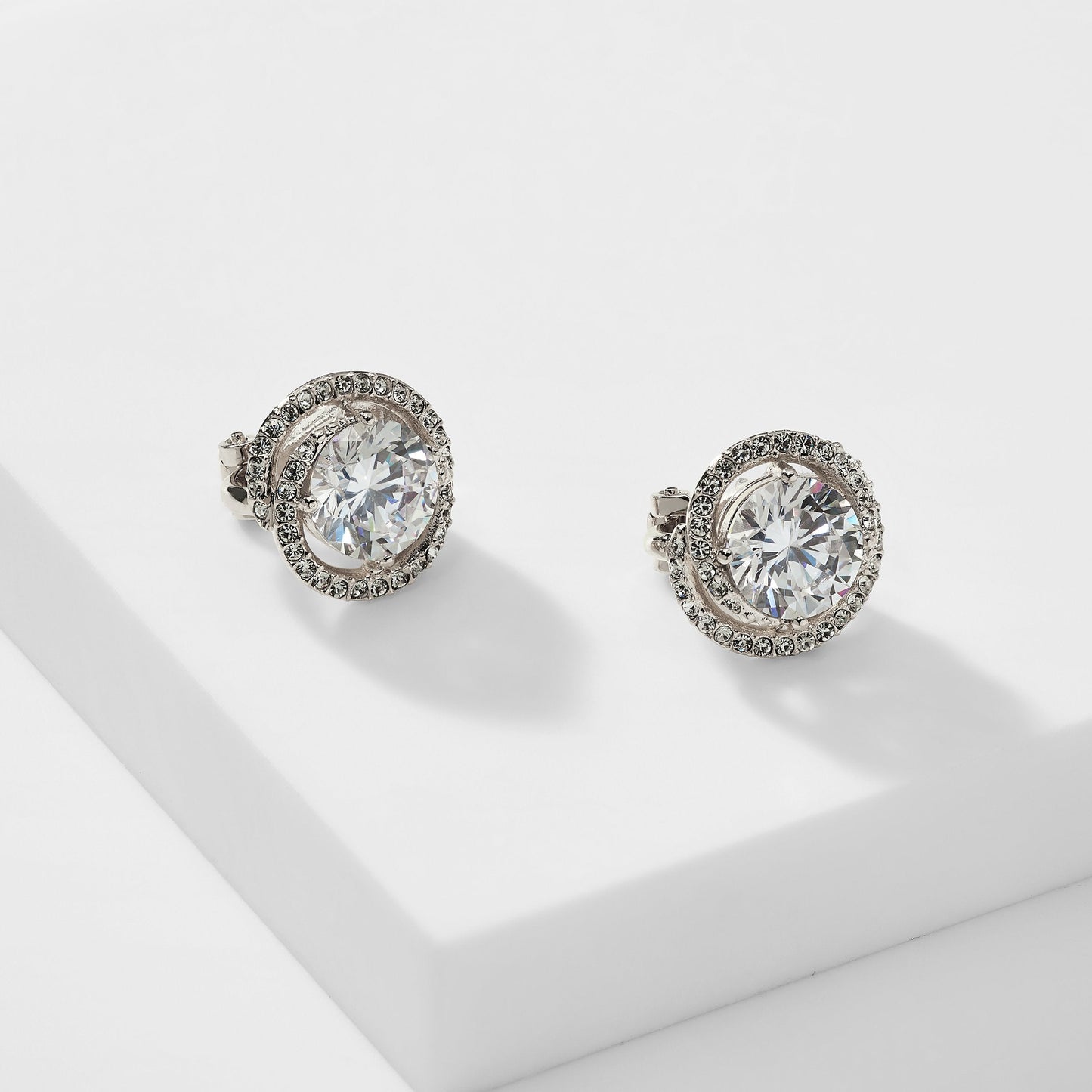 FRAMED ROUND CZ CLIP EARRINGS