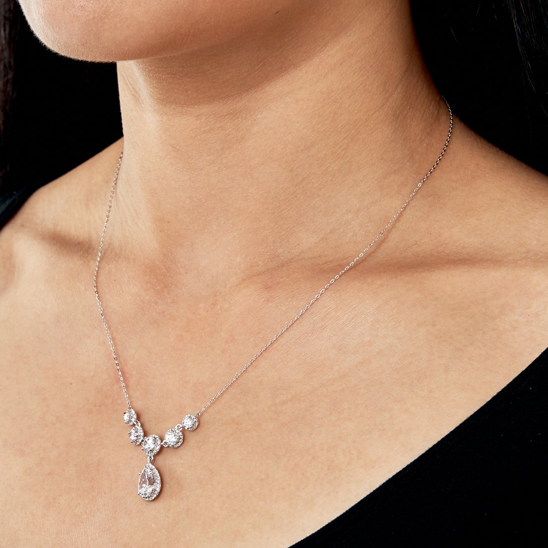 CZ PEAR DROP FRONTAL NECKLACE