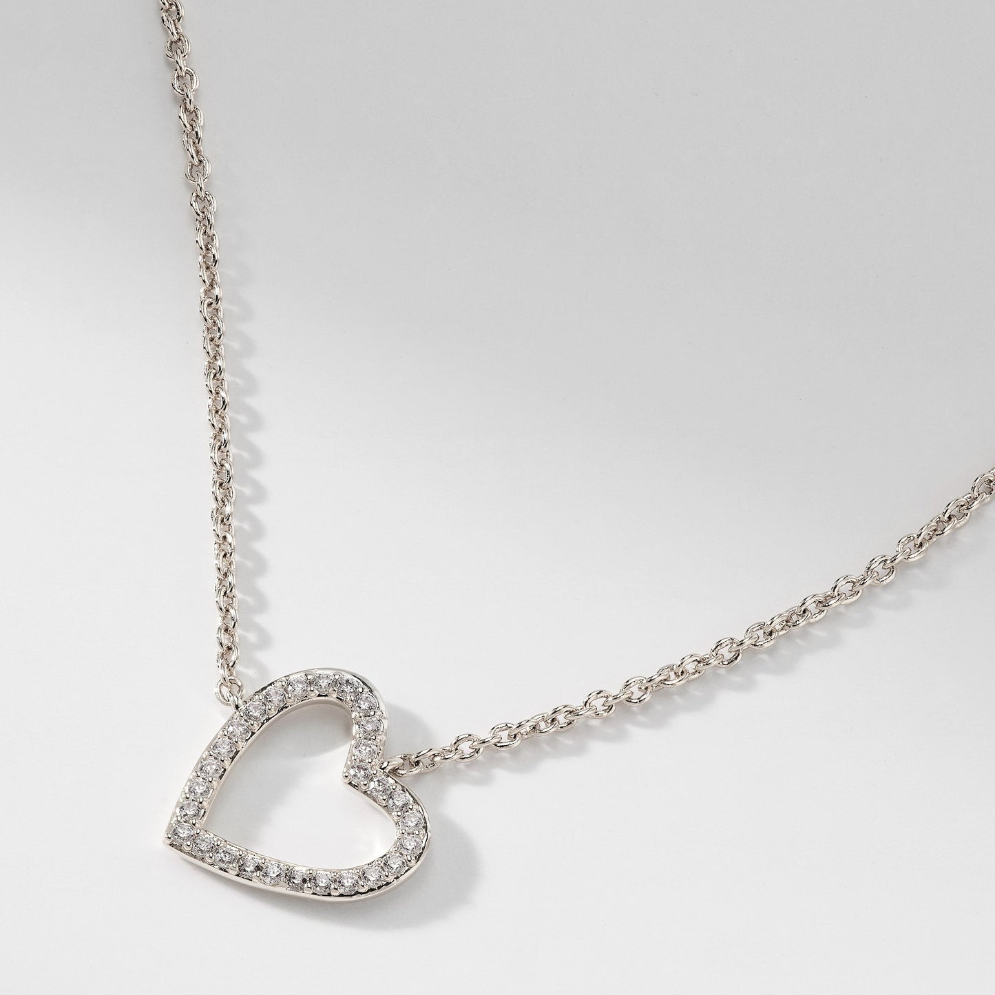 OPEN PAVE CZ HEART NECKLACE