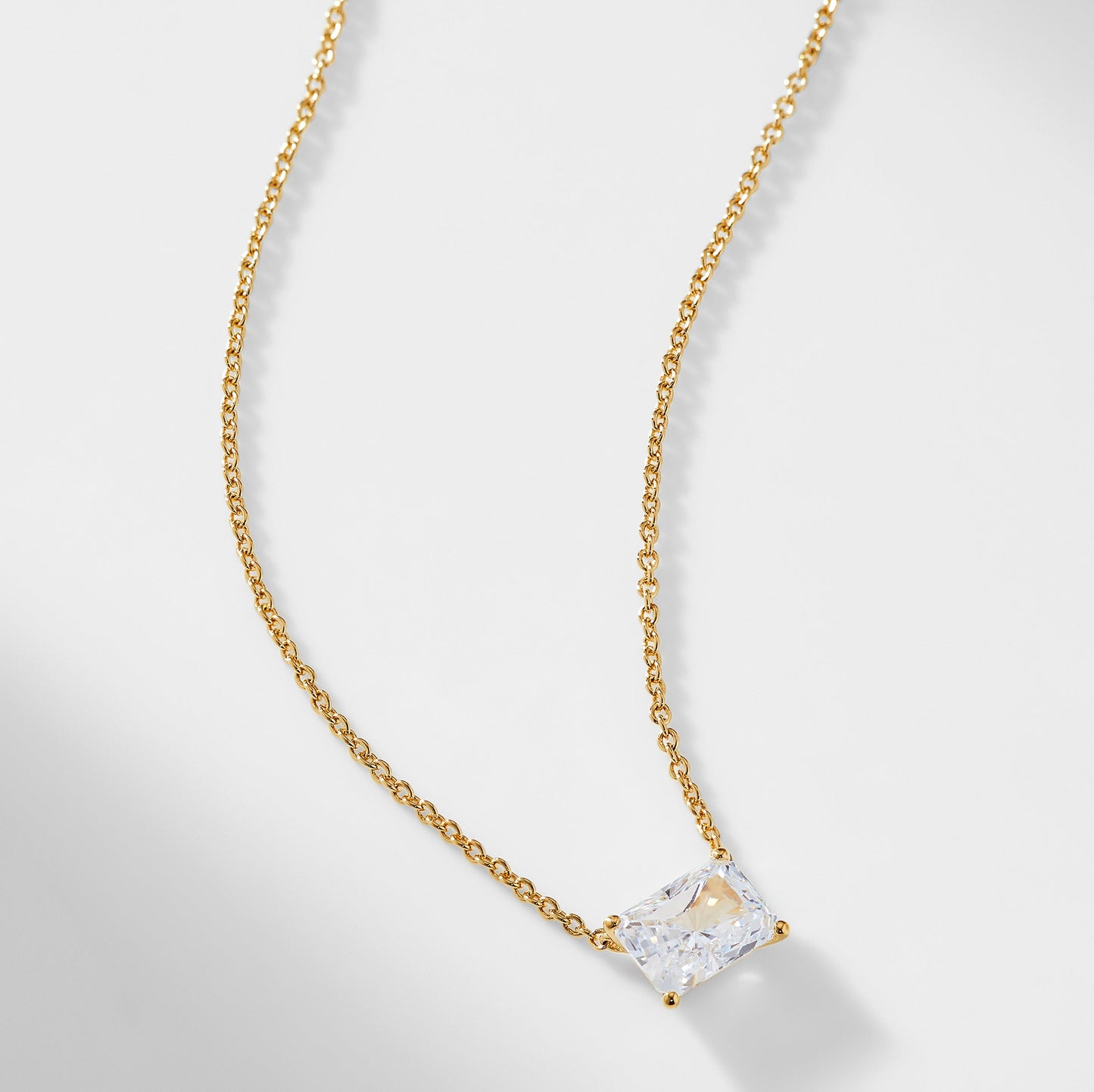 MODERN LOVE LARGE EMERALD CUT CZ NECKLACE