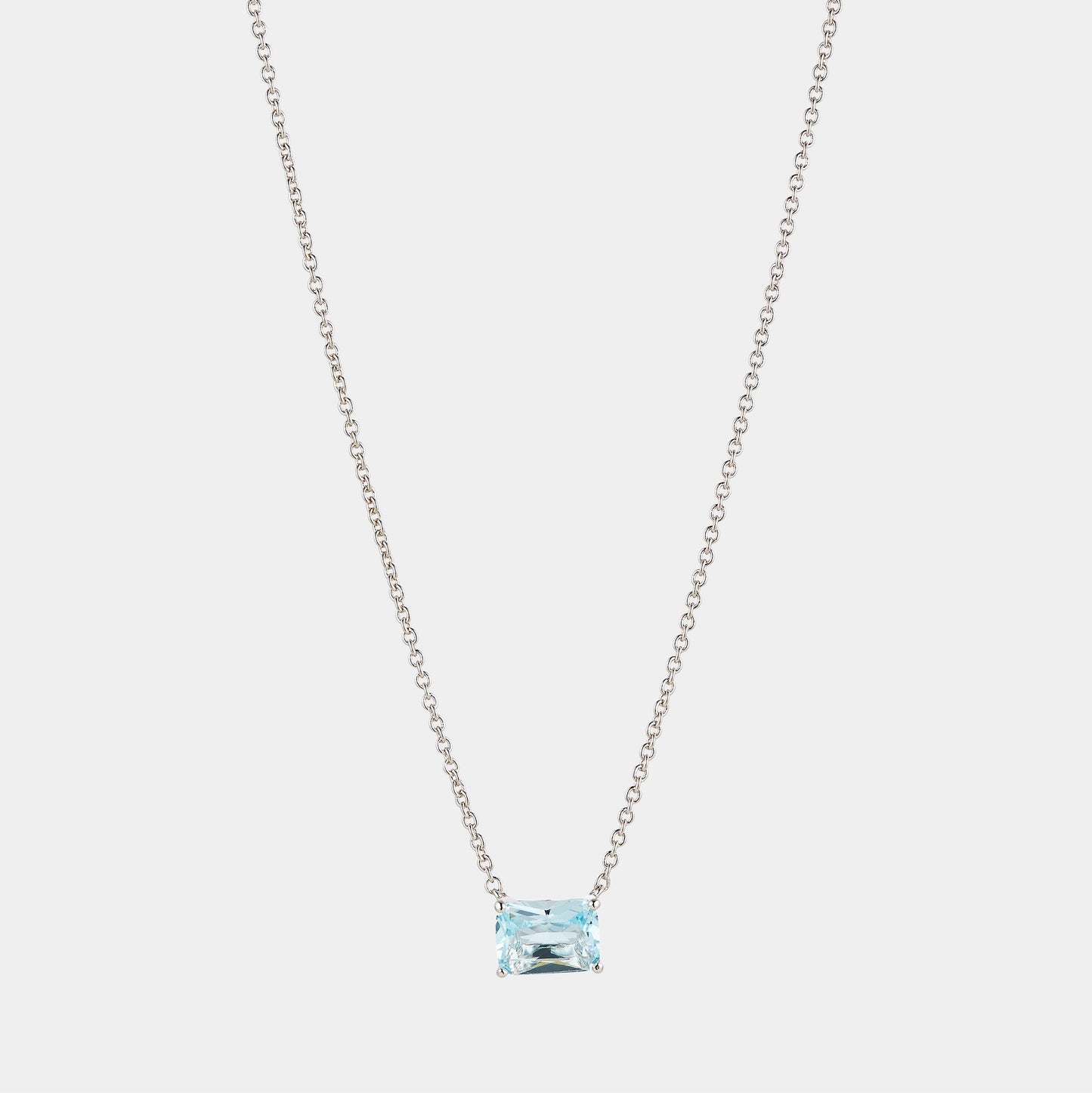 MODERN LOVE LARGE EMERALD CUT AQUA NECKLACE