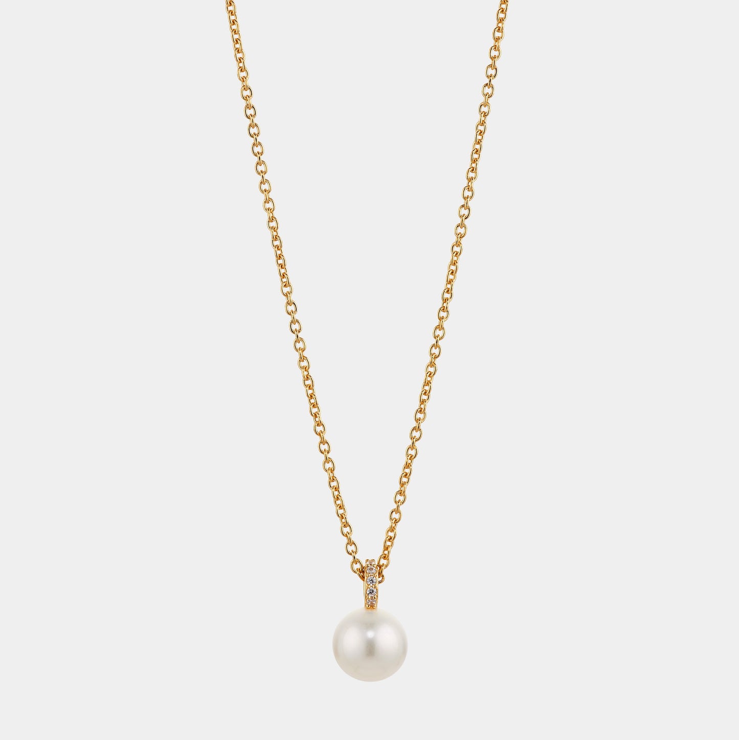 8MM GENUINE FRESHWATER PEARL AND PAVE CZ PENDANT