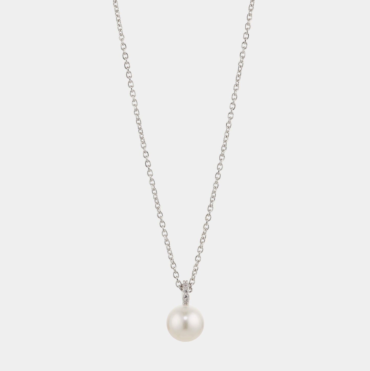 8MM GENUINE FRESHWATER PEARL AND PAVE CZ PENDANT