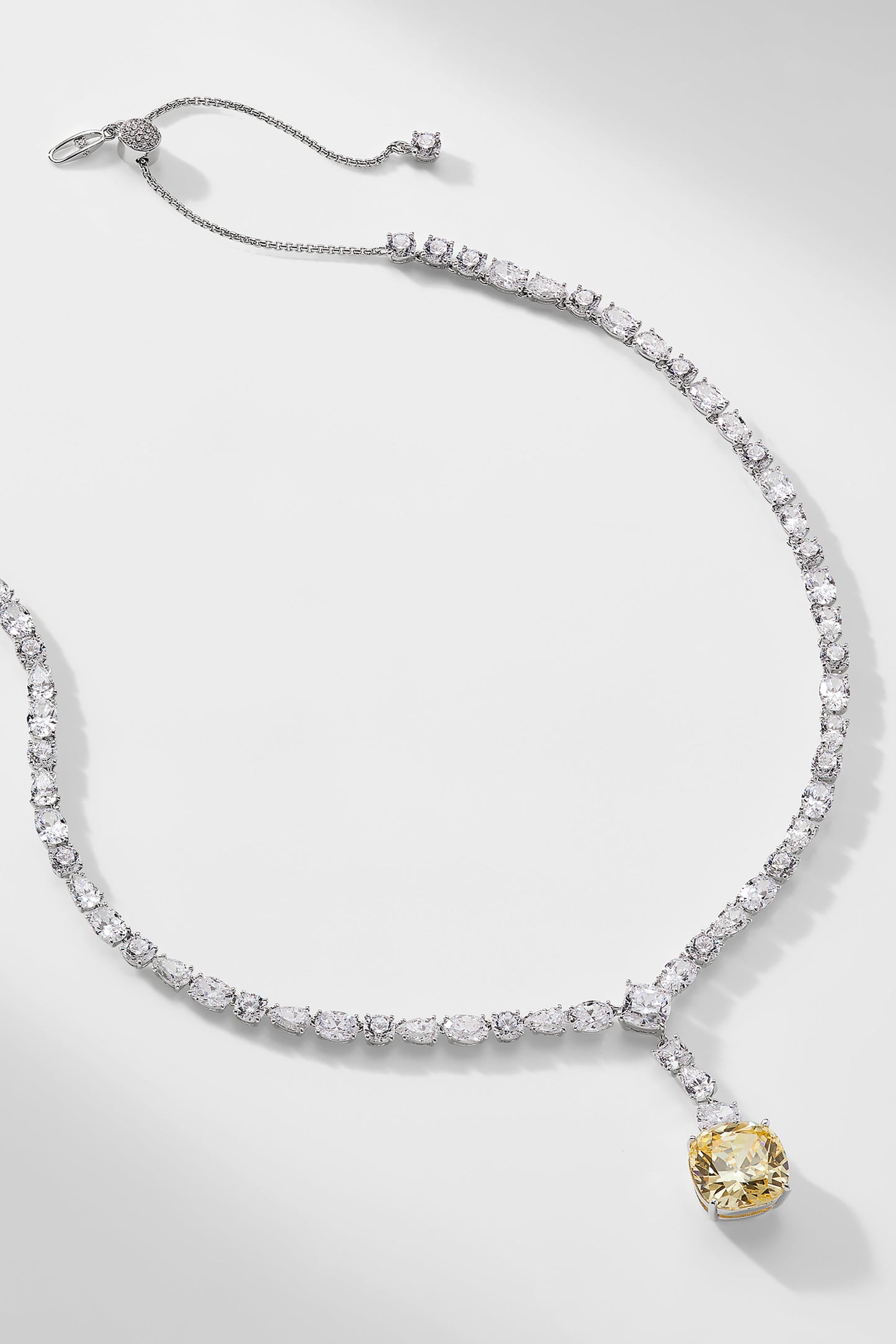 SOLEIL YELLOW CZ DRAMA STATEMENT Y NECKLACE