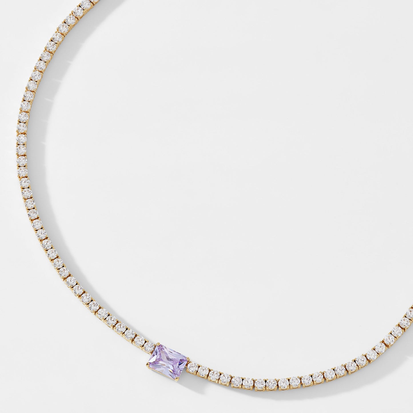 TENNIS ANYONE LAVENDER EMERALD CUT CZ TENNIS NECKLACE