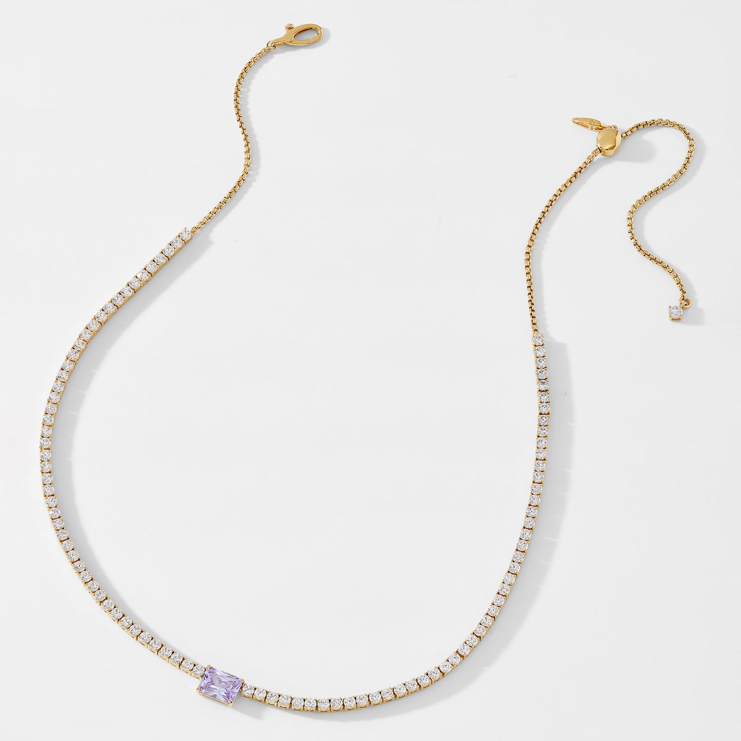 TENNIS ANYONE LAVENDER EMERALD CUT CZ TENNIS NECKLACE