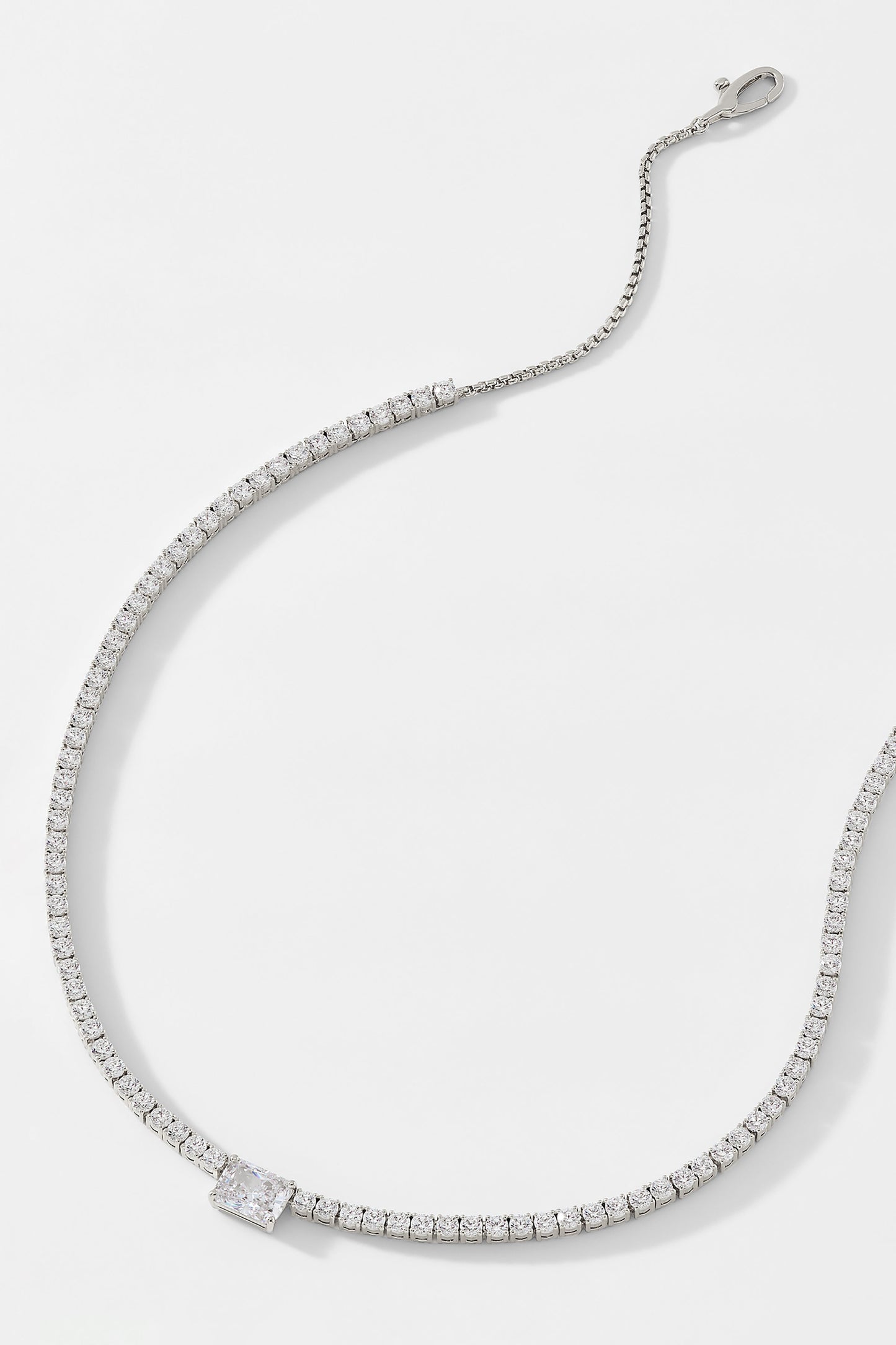 TENNIS ANYONE EMERALD CUT CZ TENNIS NECKLACE