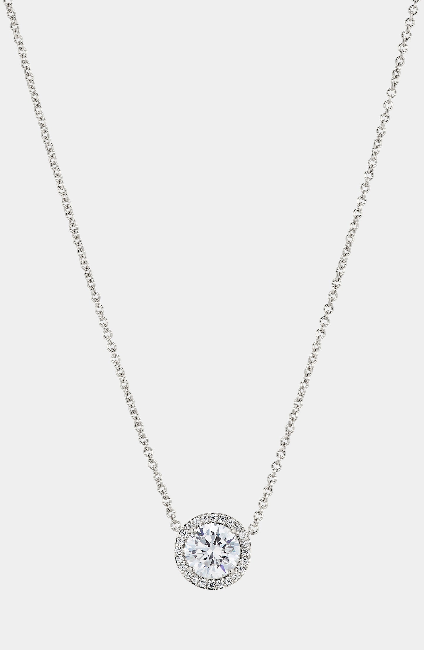 MODERN LOVE ROUND HALO CZ PENDANT NECKLACE