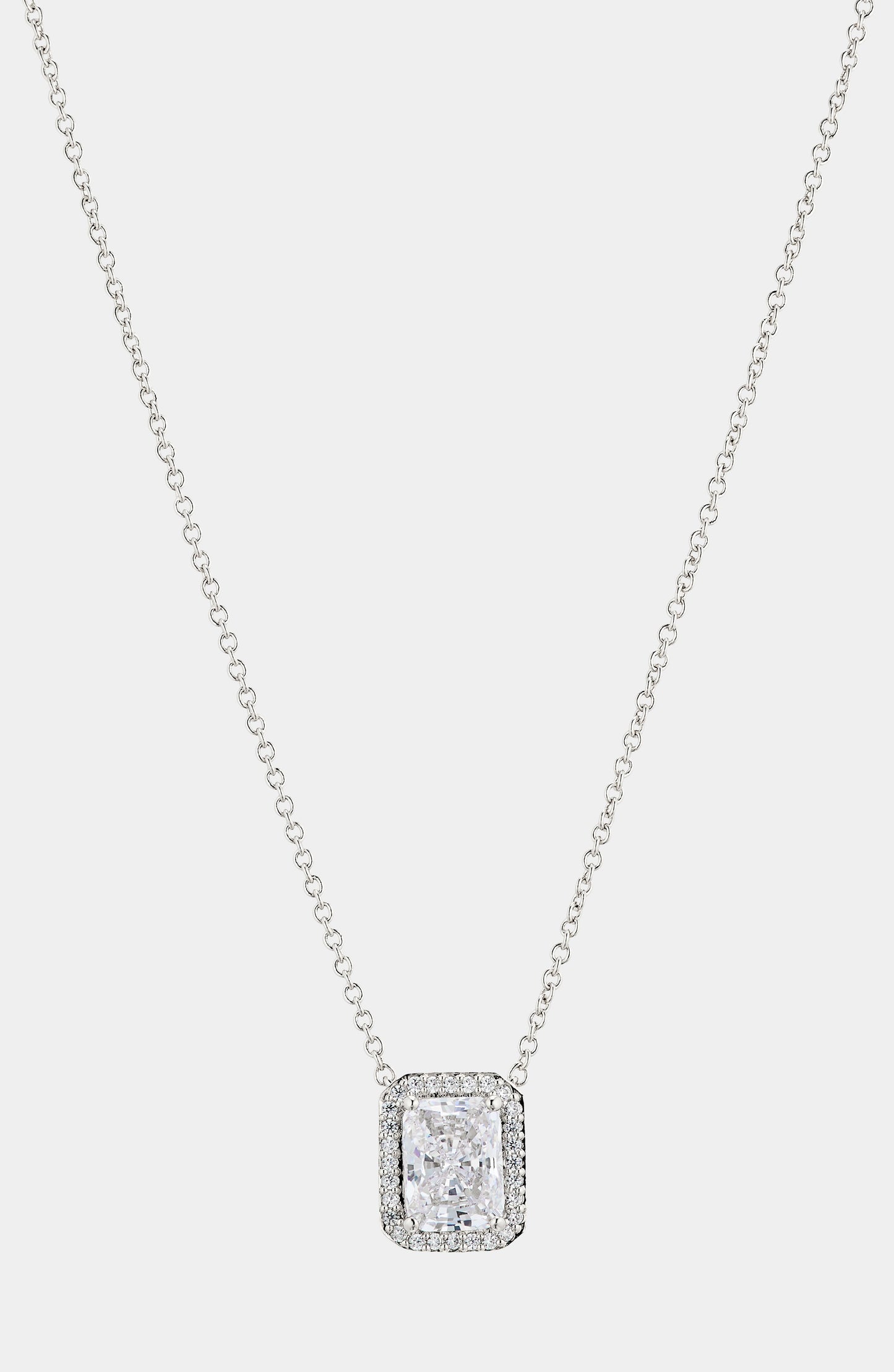 MODERN LOVE EMERALD HALO CZ PENDANT NECKLACE