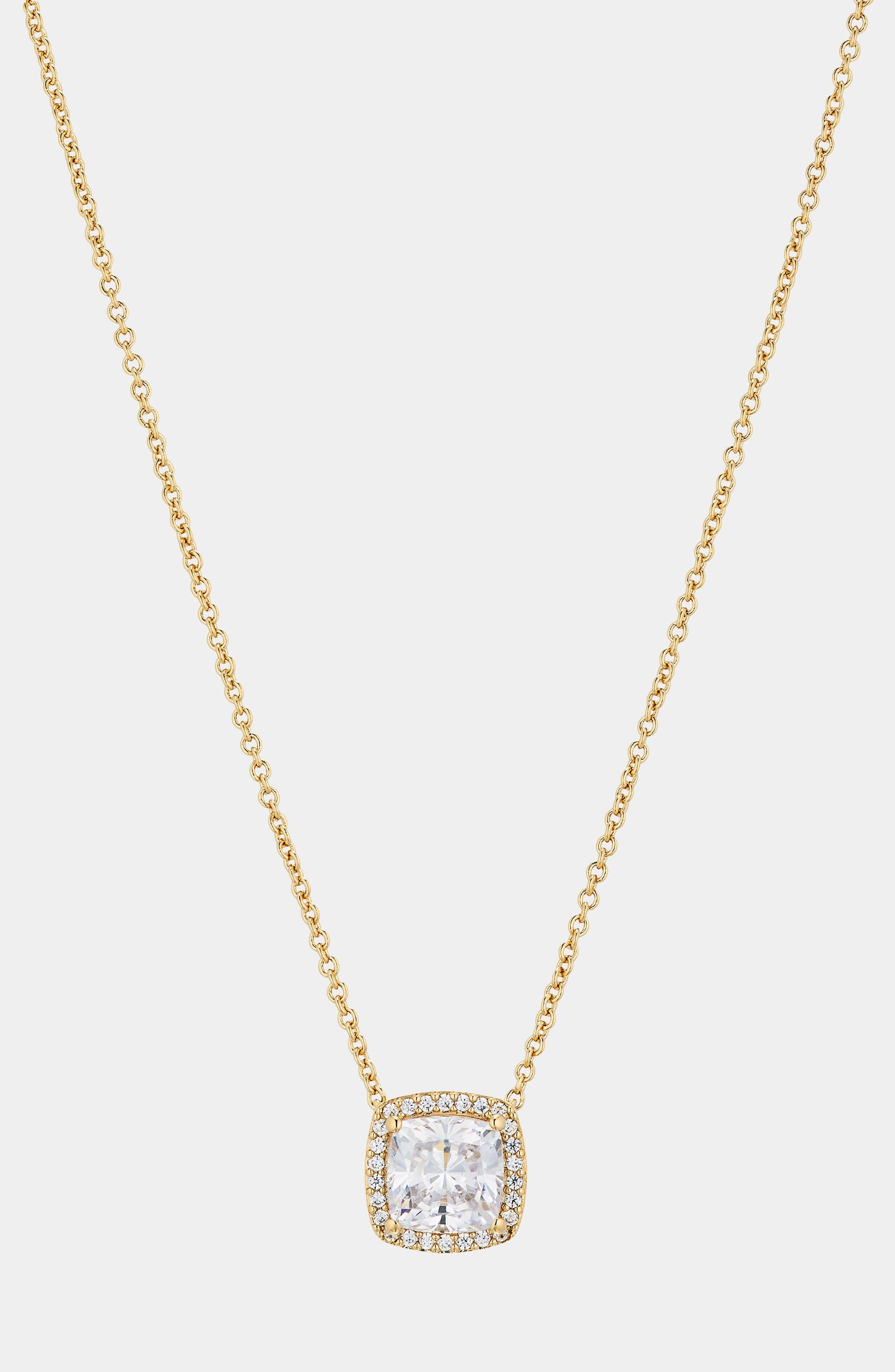 MODERN LOVE CUSHION HALO CZ PENDANT NECKLACE