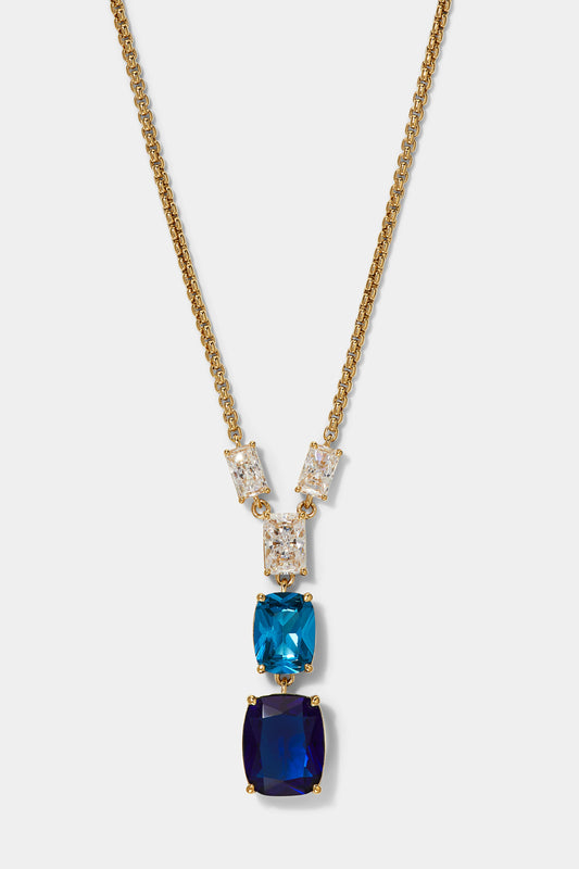 NORTHERN LIGHTS BLUE CZ ADJSUTABLE SMALL Y NECKLACE