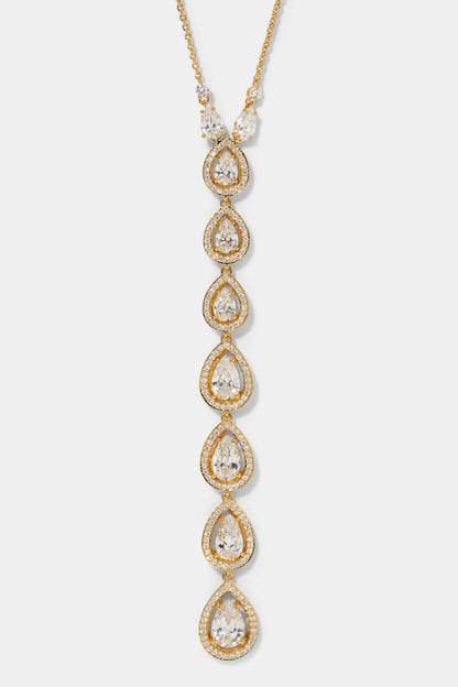 RADIANT LONG PEAR CZ Y NECKLACE