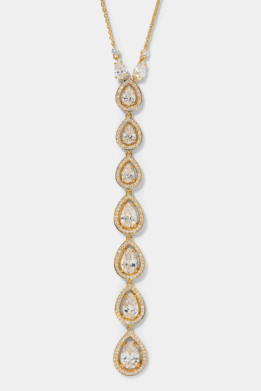 RADIANT LONG PEAR CZ Y NECKLACE