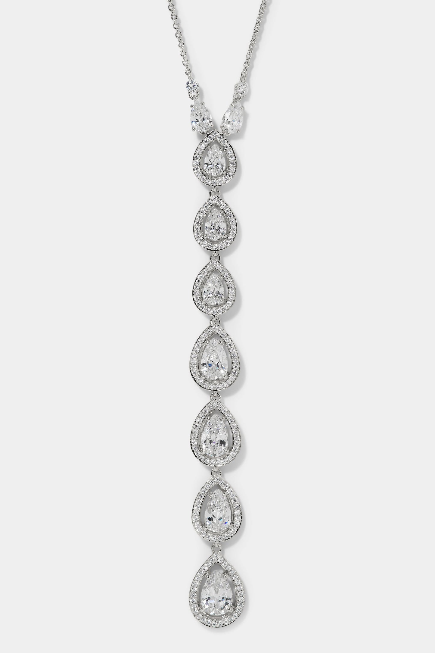 RADIANT LONG PEAR CZ Y NECKLACE