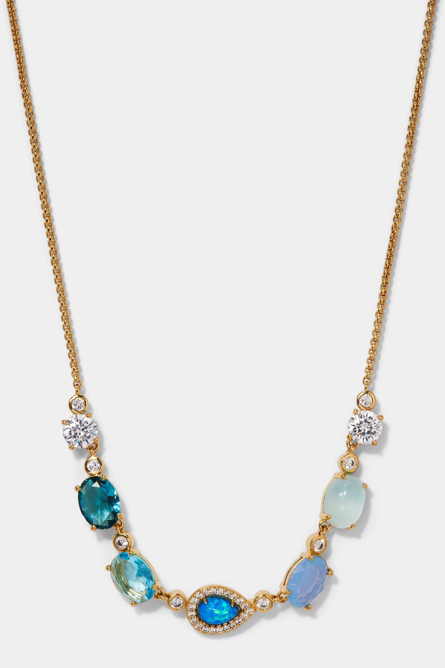 BLUE LAGOON FRONTAL NECKLACE IN GOLD PLATING