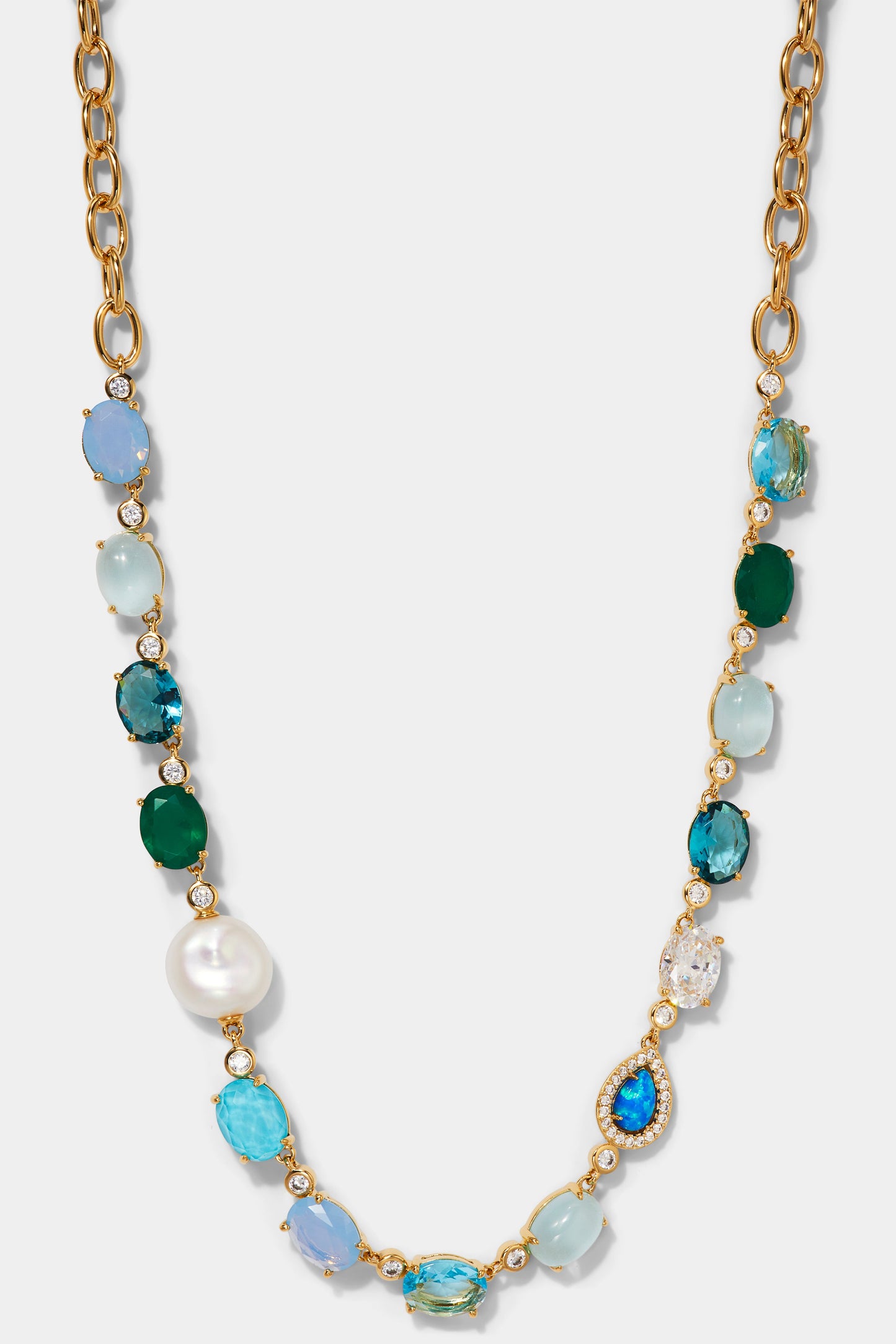 BLUE LAGOON HALF COLLAR NECKLACE IN GOLD PLATING