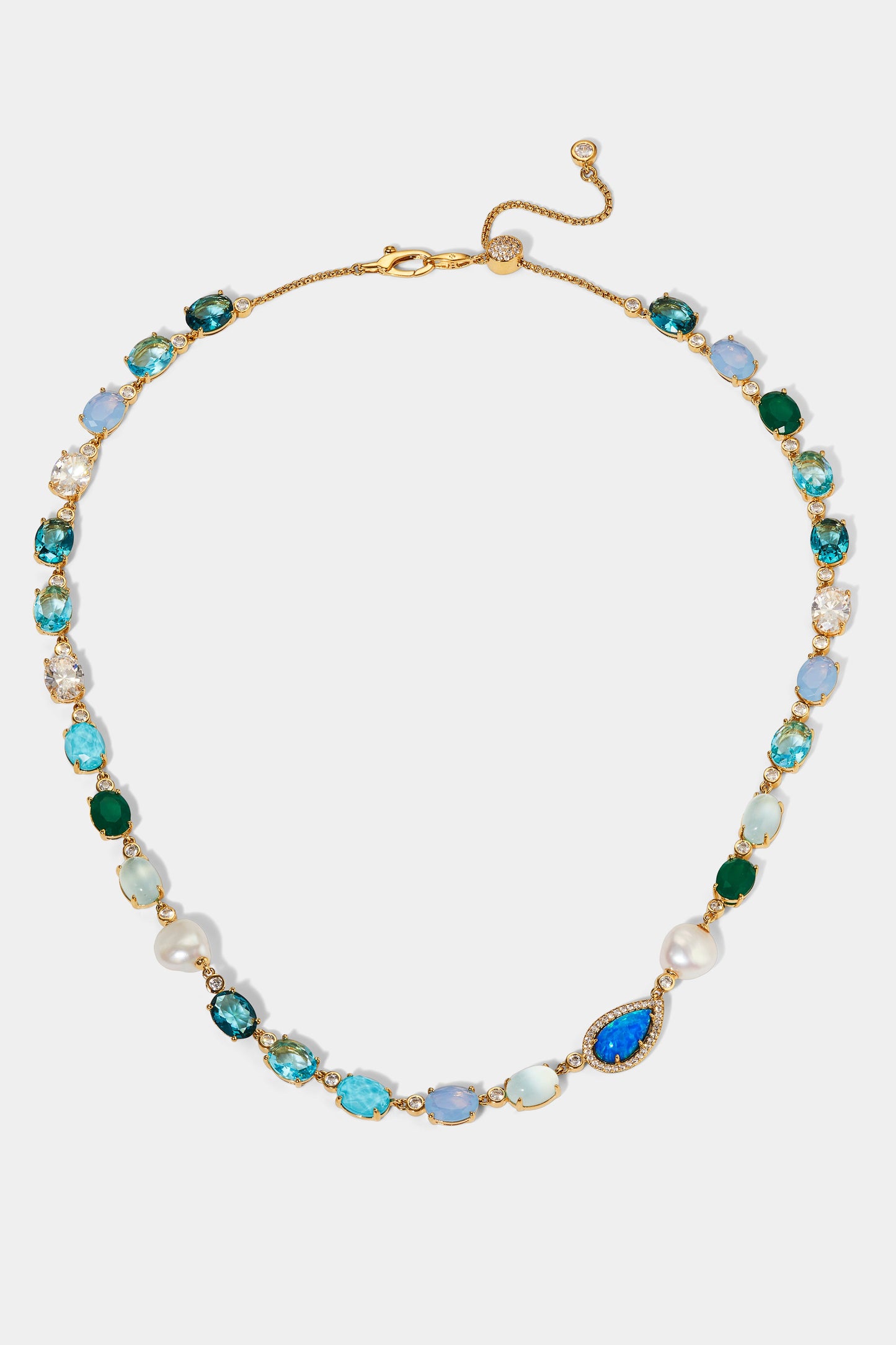BLUE LAGOON FULL COLLAR NECKLACE IN GOLD PLATING