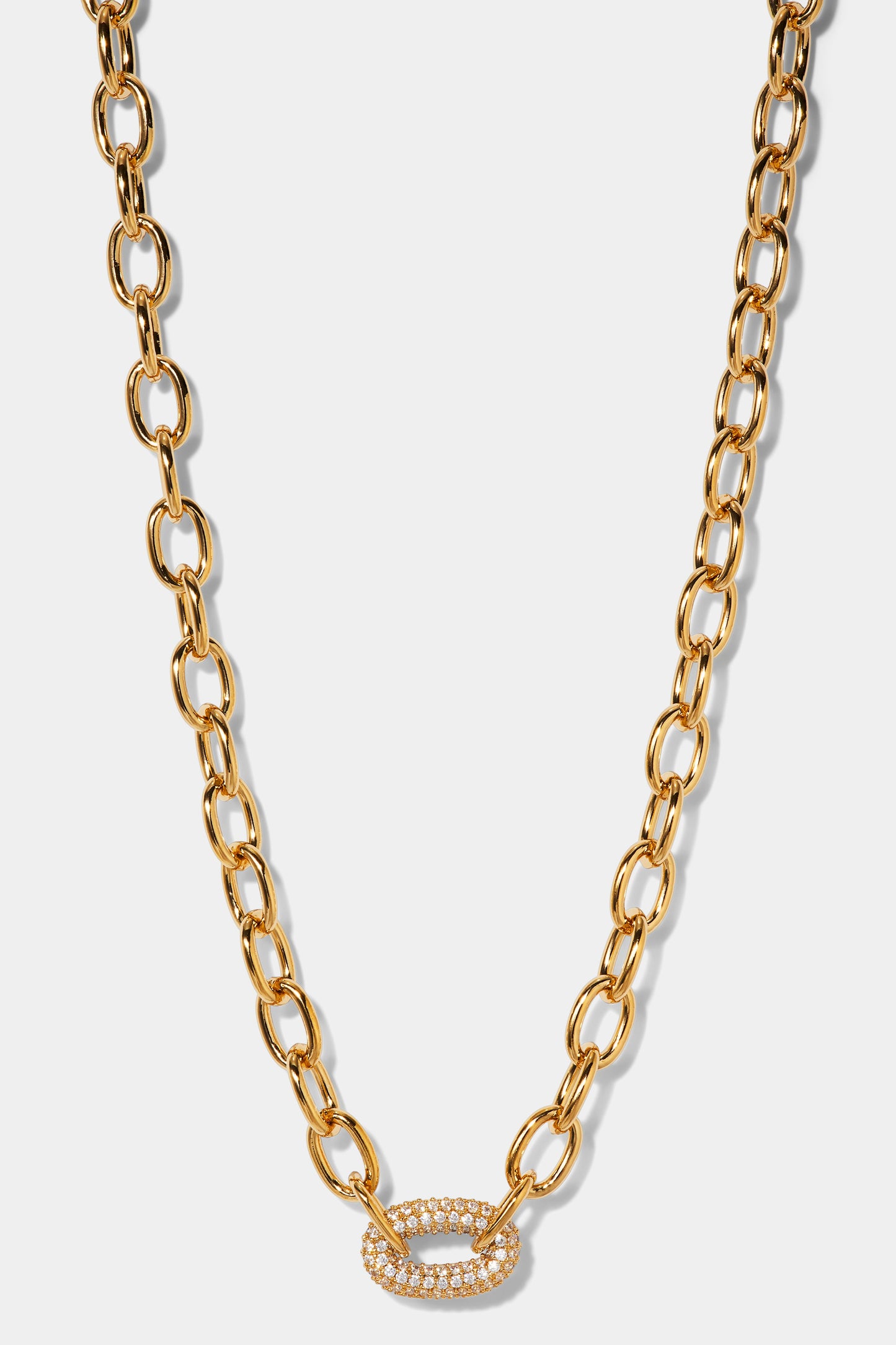 ALMA SINGLE PAVE LINK NECKLACE IN GOLD PLATING