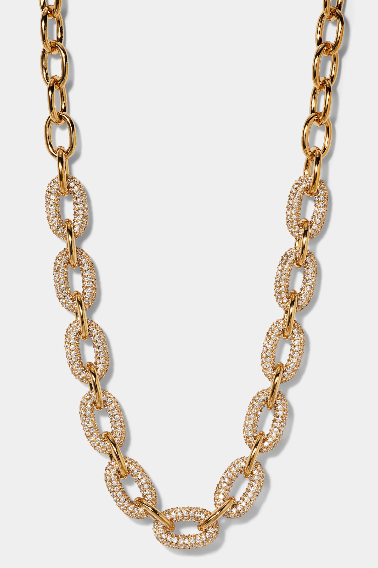 ALMA DRAMA PAVE LINK NECKLACE IN GOLD PLATING