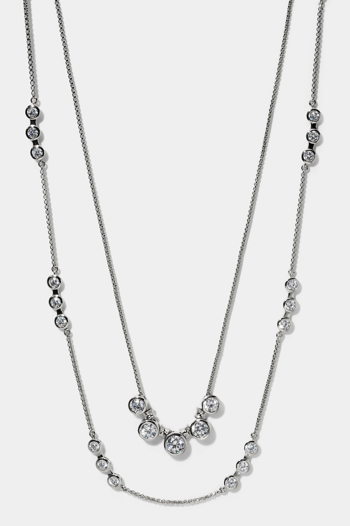 BROOKLYN DOUBLE ROW NECKLACE IN RHODIUM
