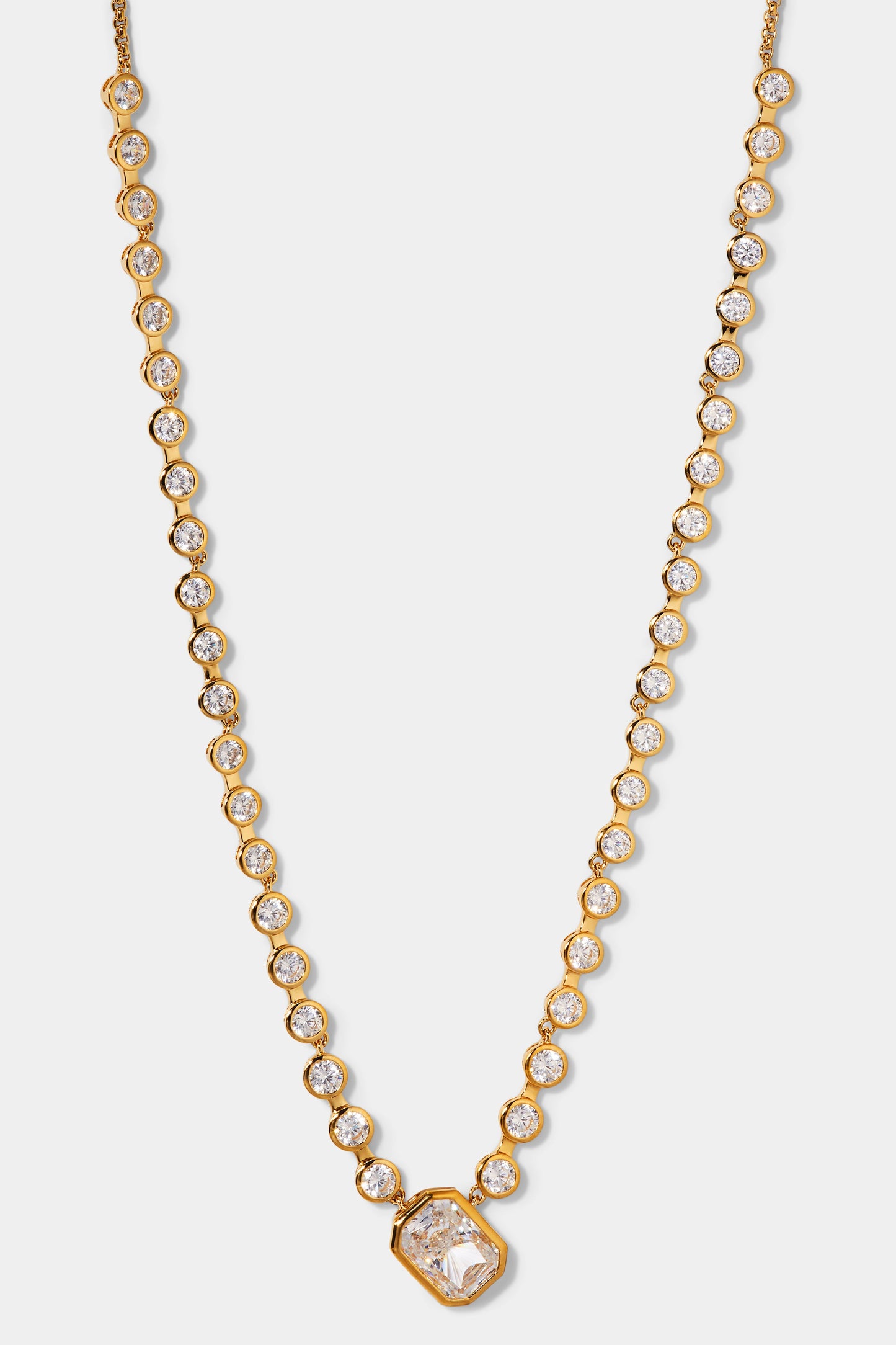 BROOKLYN EMERALD CZ ADJUSTABLE V NECKLACE IN GOLD PLATING