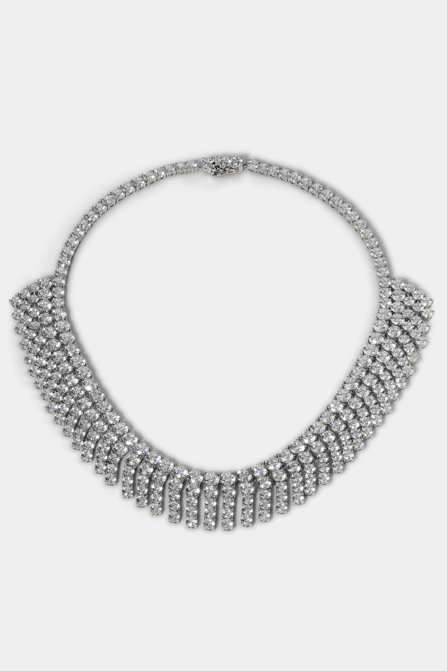 STARLET FRINGE NECKLACE IN RHODIUM PLATING. 