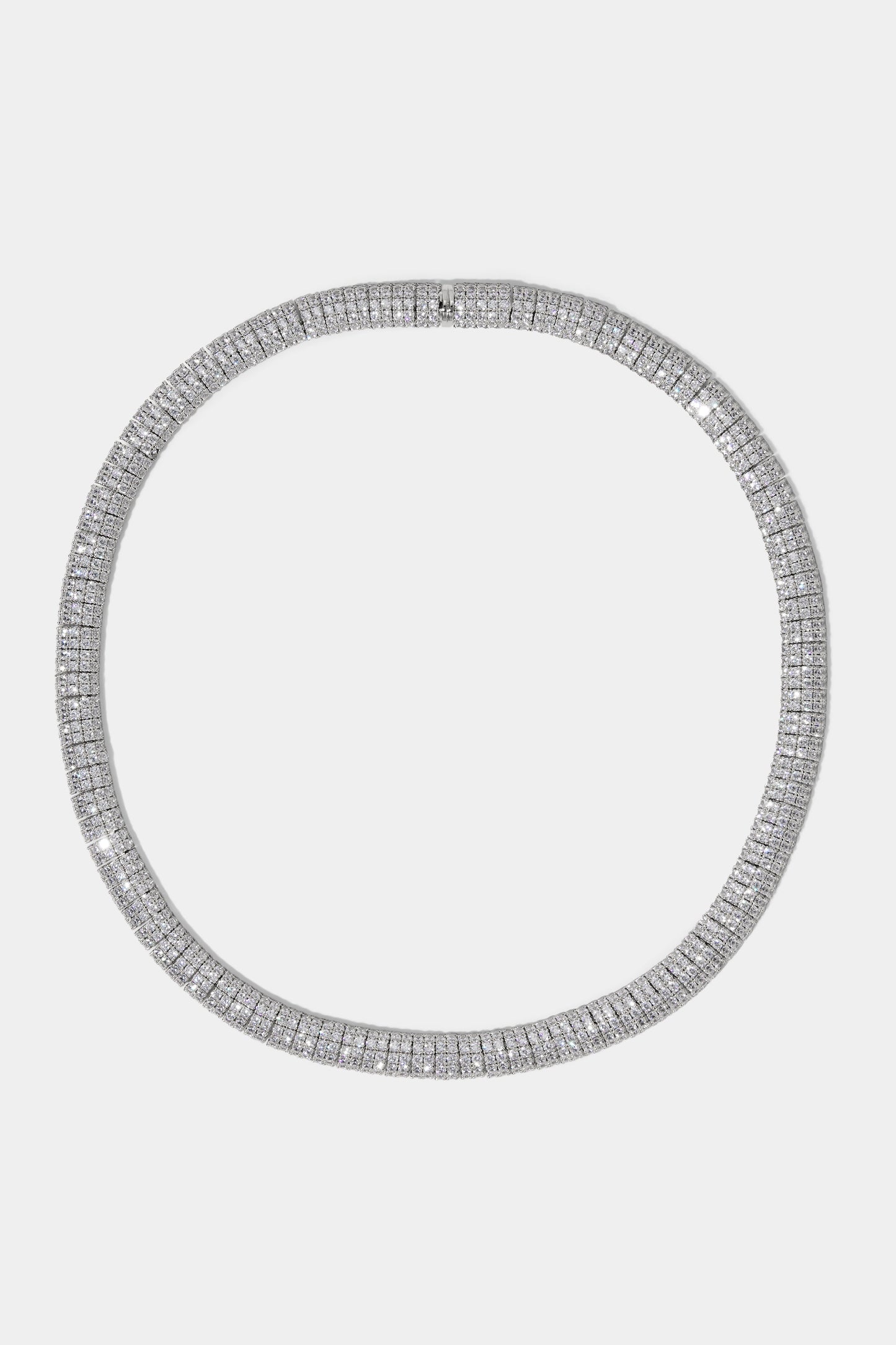 CRUSHED PAVE DOME COLLAR NECKLACE IN RHODIUM PLATING